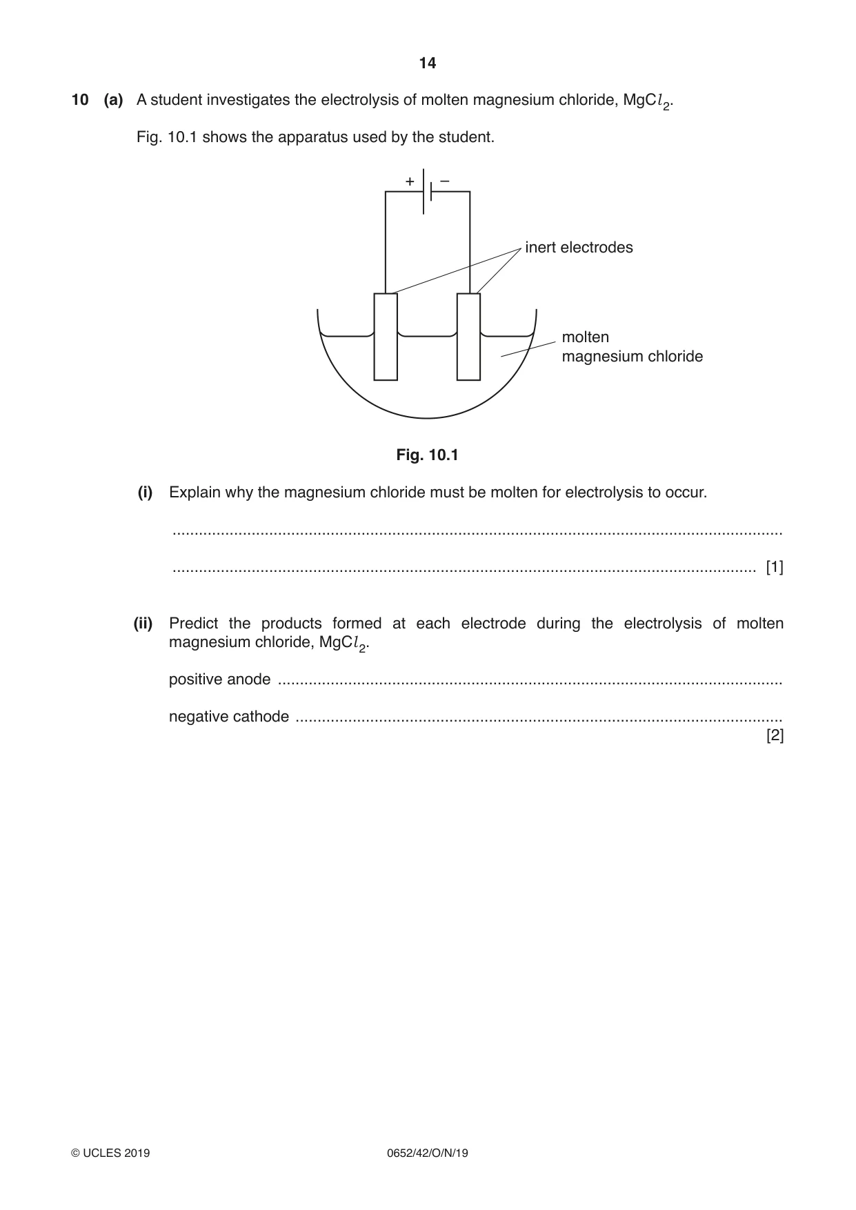 Cambridge IGCSE Physical Science 0652 2019 Oct/Nov Paper 4 · Variant 2 question paper, page 14 of 20