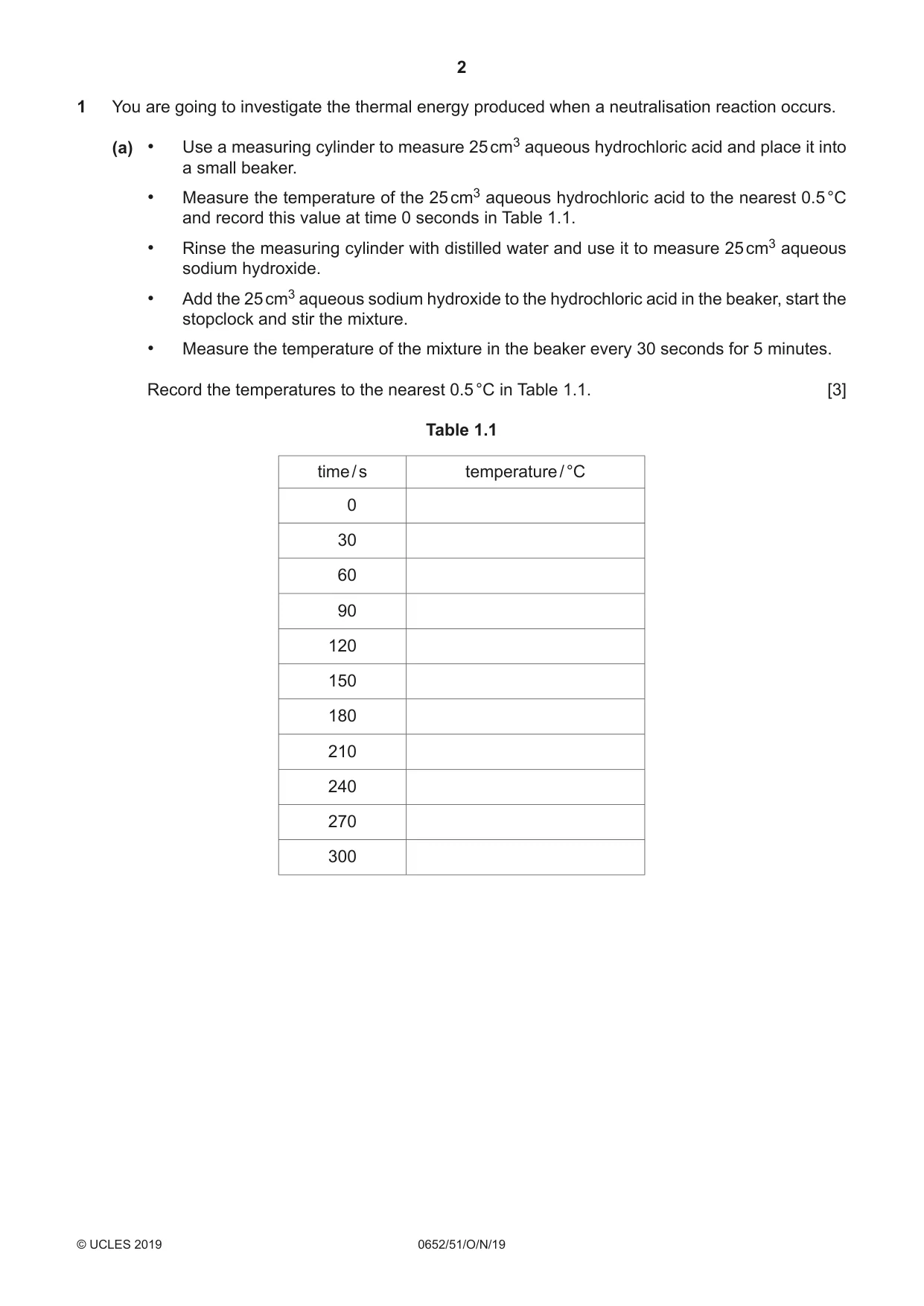 Cambridge IGCSE Physical Science 0652 2019 Oct/Nov Paper 5 · Variant 1 question paper, page 2 of 16