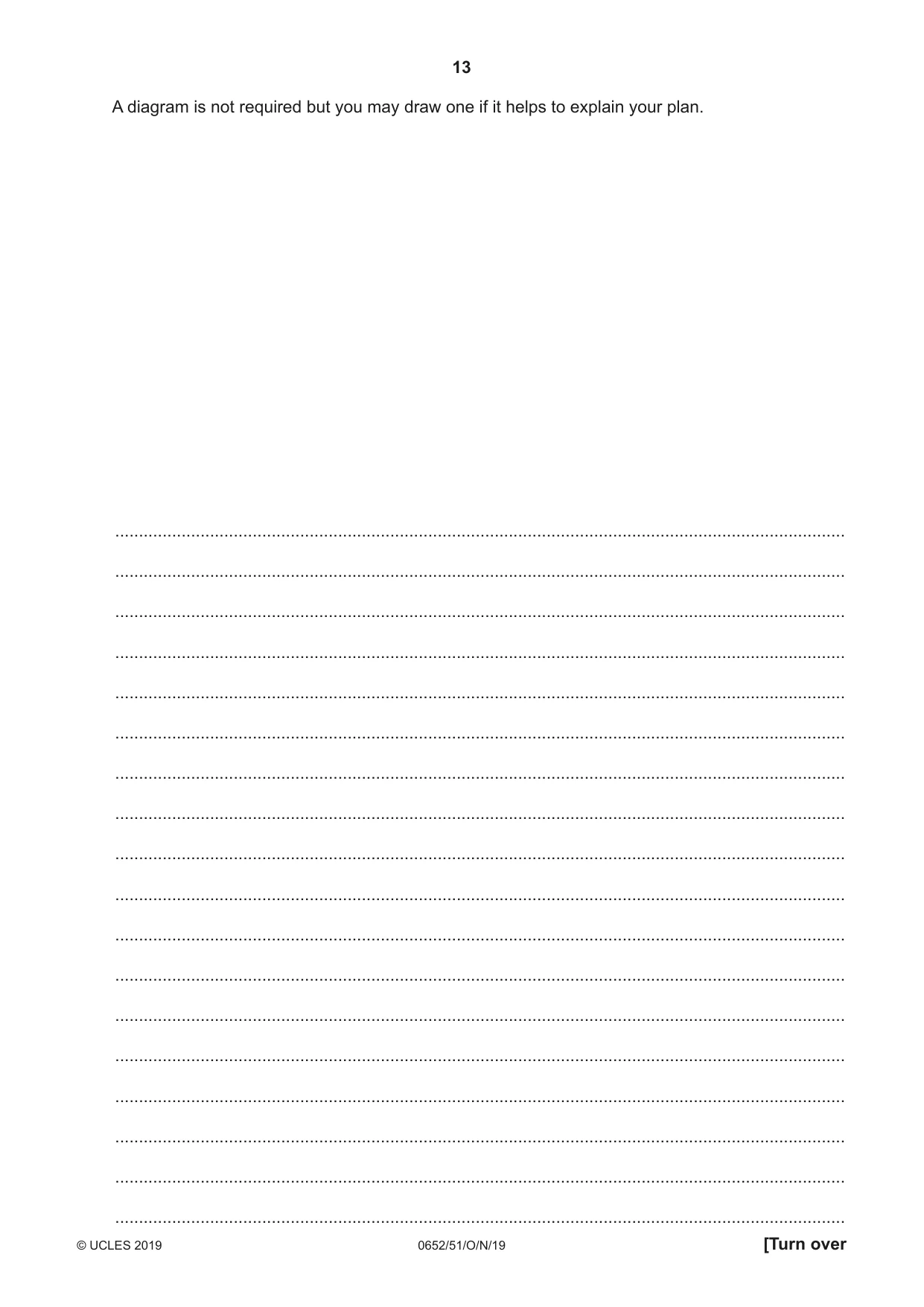 Cambridge IGCSE Physical Science 0652 2019 Oct/Nov Paper 5 · Variant 1 question paper, page 13 of 16