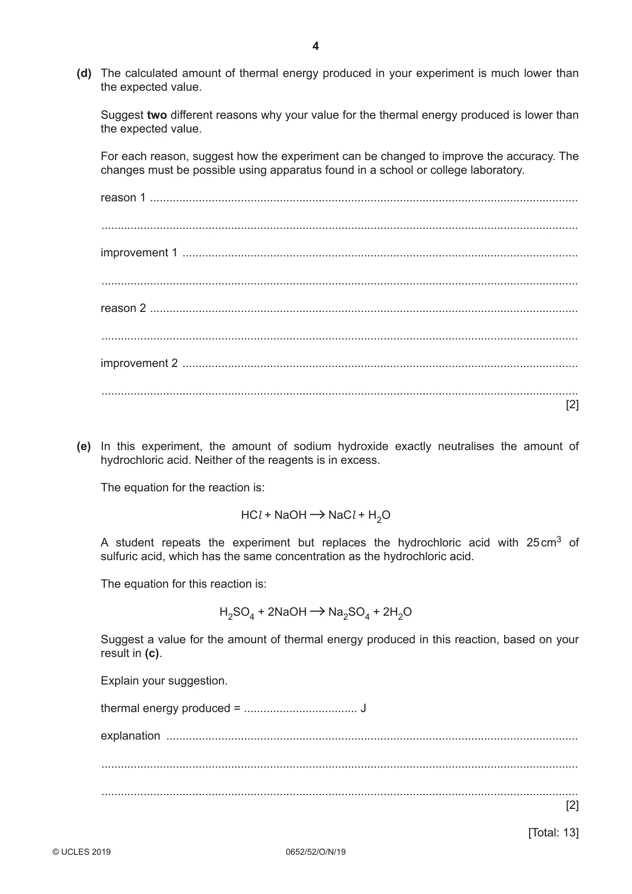 Cambridge IGCSE Physical Science 0652 2019 Oct/Nov Paper 5 · Variant 2 question paper, page 4 of 16