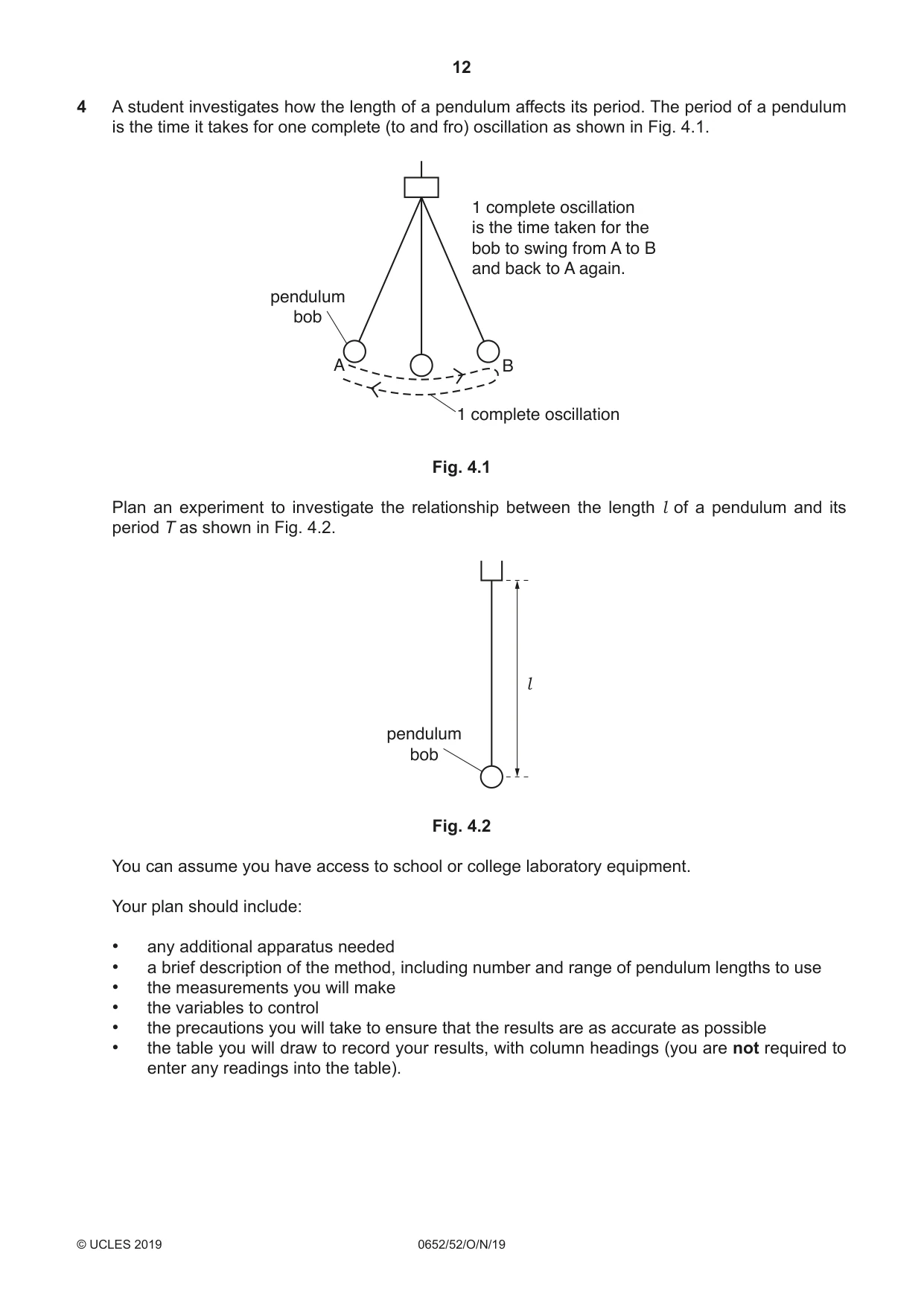 Cambridge IGCSE Physical Science 0652 2019 Oct/Nov Paper 5 · Variant 2 question paper, page 12 of 16