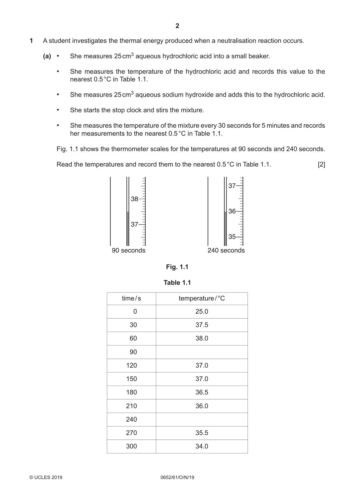 Cambridge IGCSE Physical Science 0652 2019 Oct/Nov Paper 6 · Variant 1 question paper, page 2 of 16