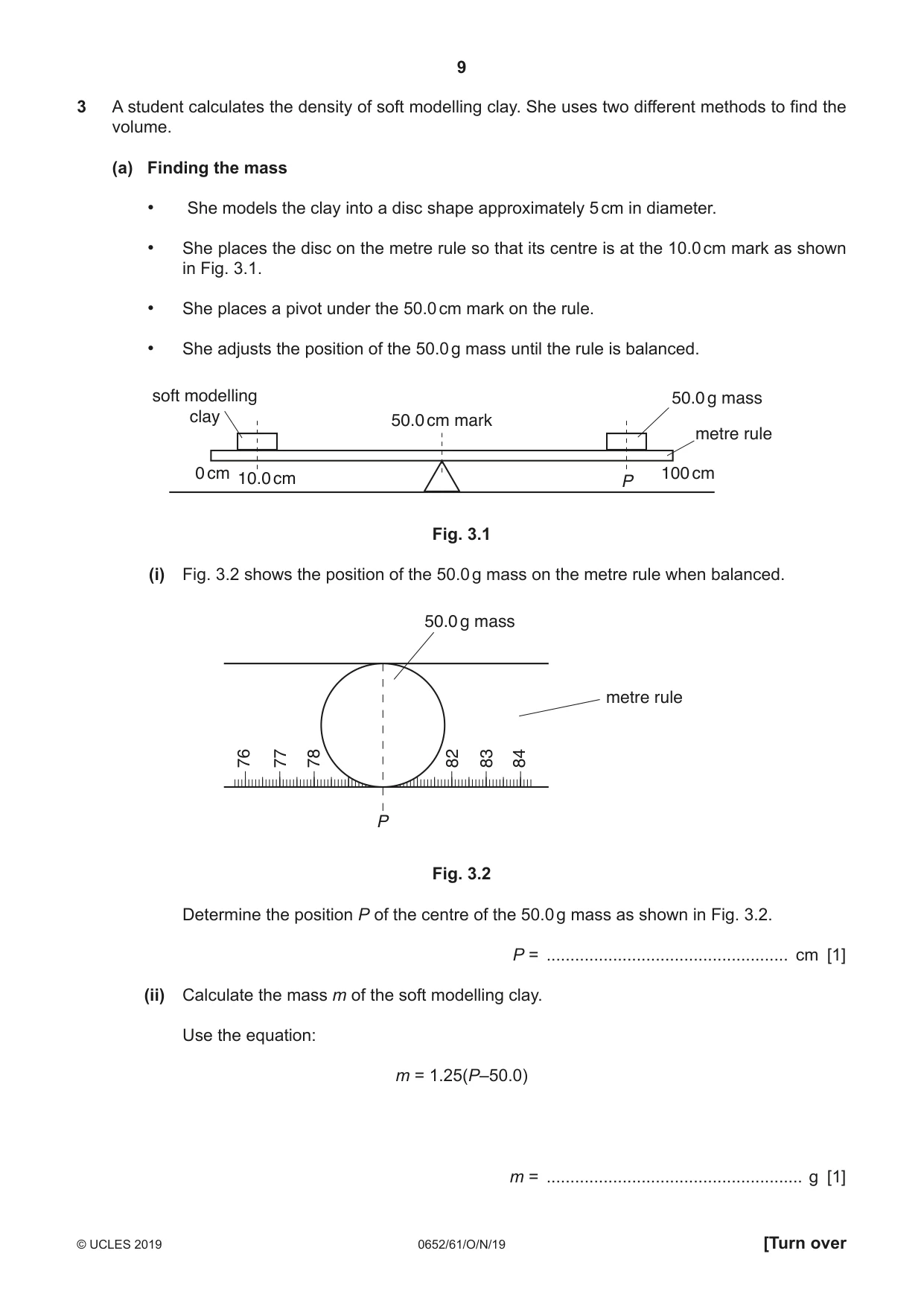 Cambridge IGCSE Physical Science 0652 2019 Oct/Nov Paper 6 · Variant 1 question paper, page 9 of 16