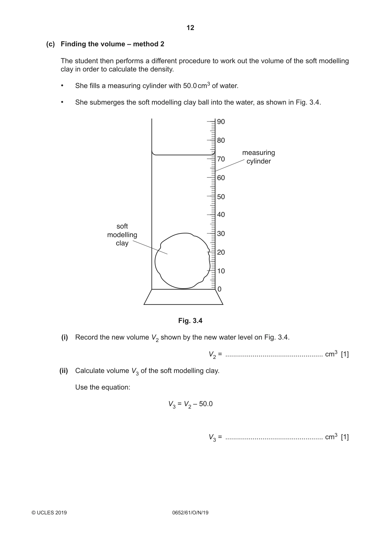 Cambridge IGCSE Physical Science 0652 2019 Oct/Nov Paper 6 · Variant 1 question paper, page 12 of 16