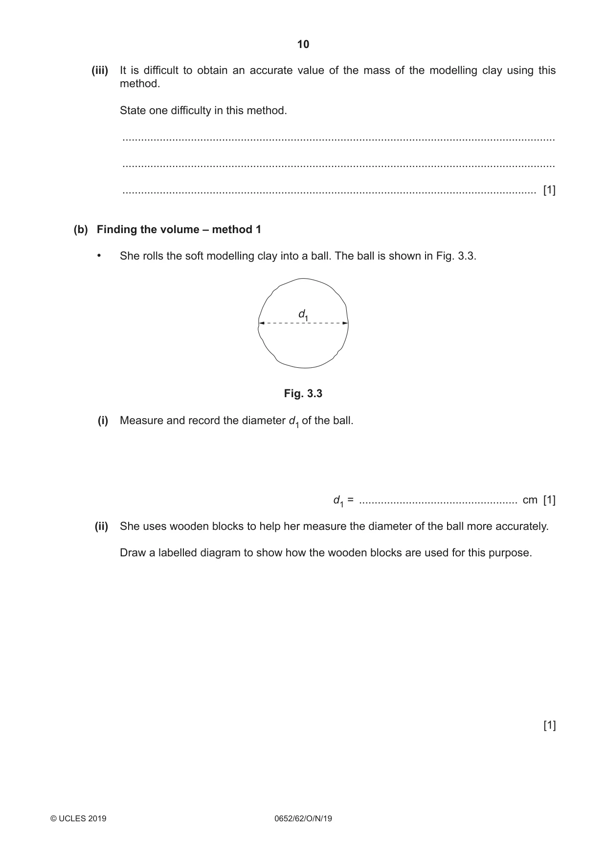 Cambridge IGCSE Physical Science 0652 2019 Oct/Nov Paper 6 · Variant 2 question paper, page 10 of 16