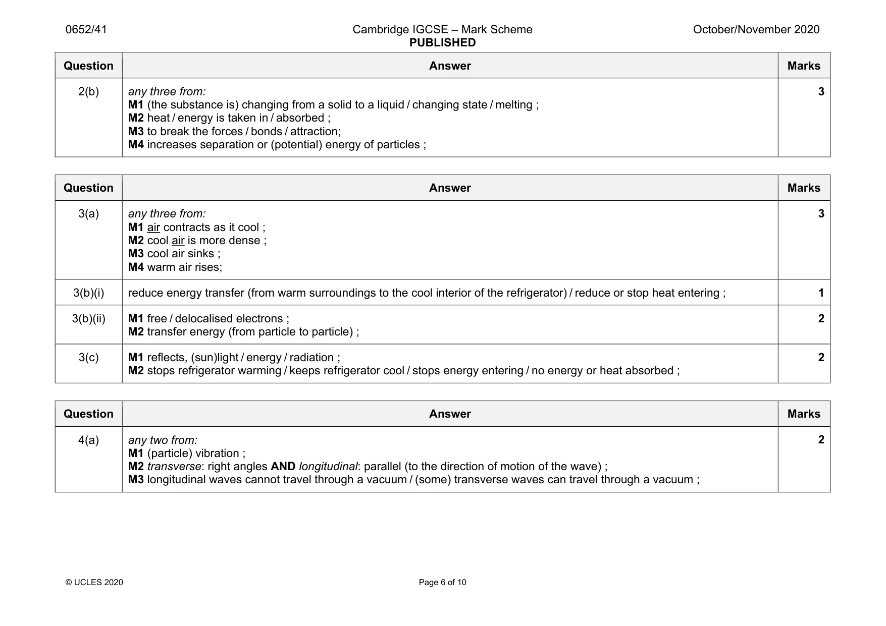Mark scheme, page 6 of 10