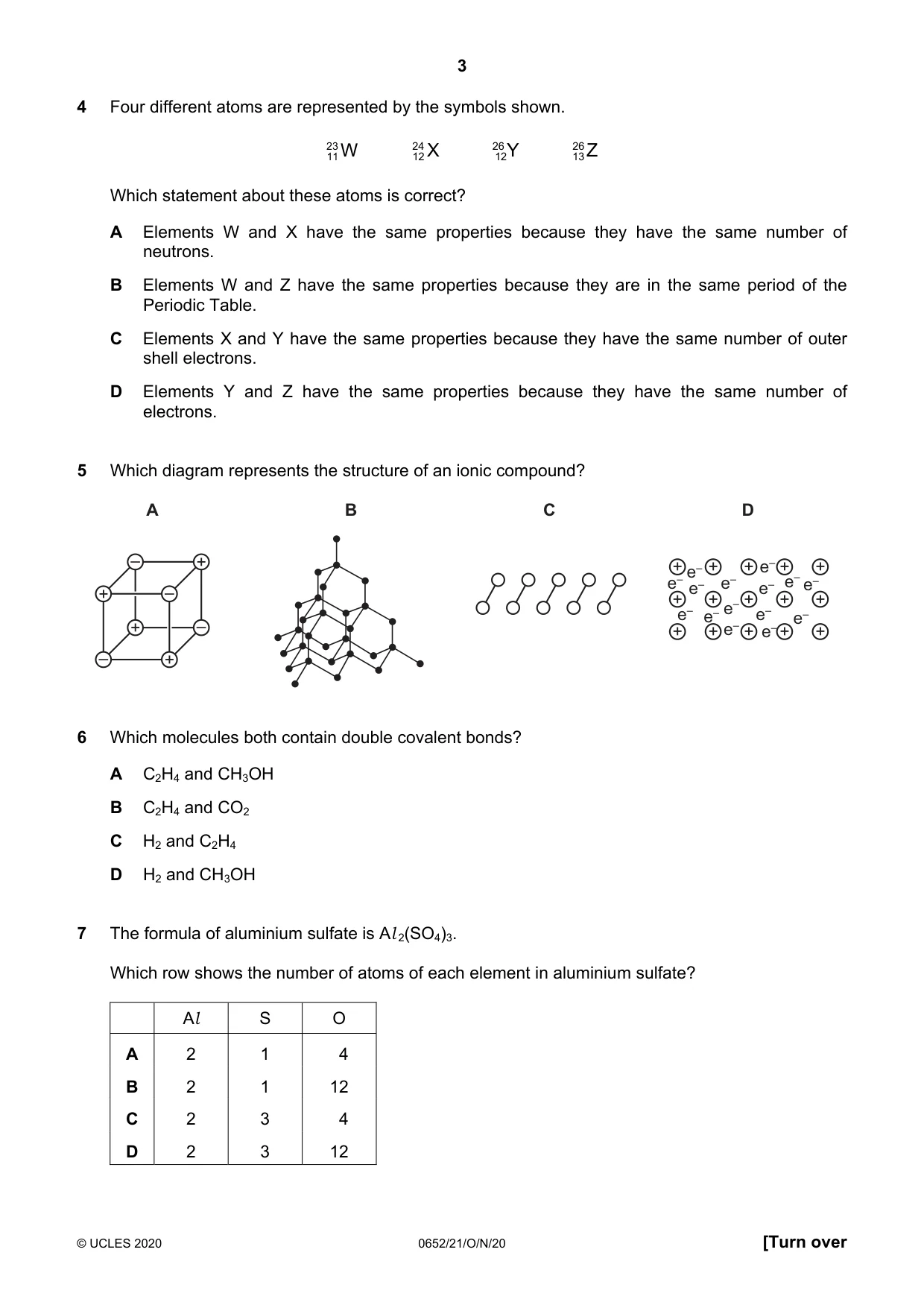 Cambridge IGCSE Physical Science 0652 2020 Oct/Nov Paper 2 · Variant 1 question paper, page 3 of 16