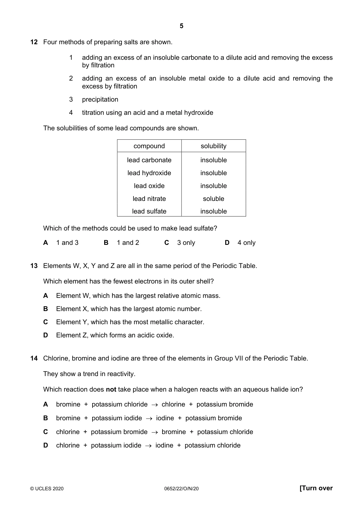 Cambridge IGCSE Physical Science 0652 2020 Oct/Nov Paper 2 · Variant 2 question paper, page 5 of 16