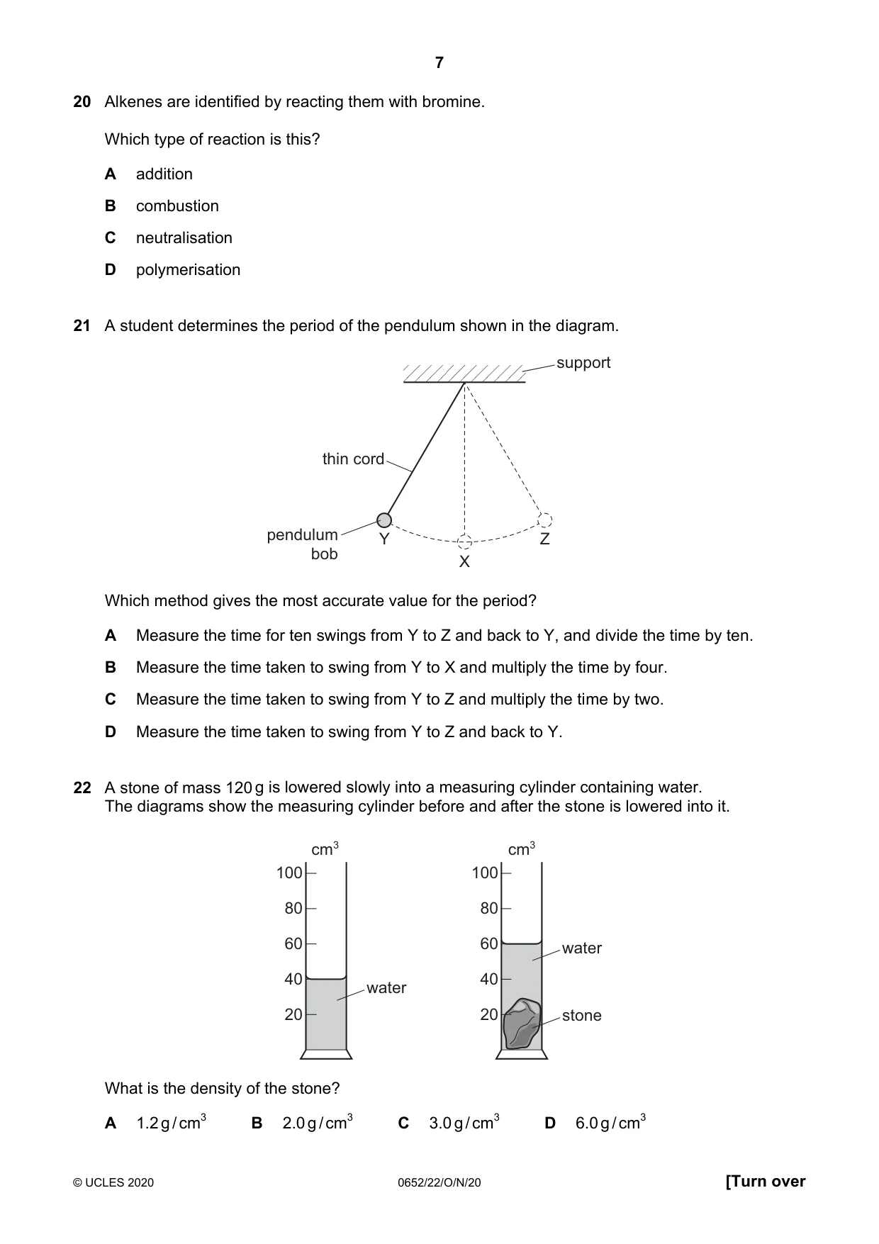 Cambridge IGCSE Physical Science 0652 2020 Oct/Nov Paper 2 · Variant 2 question paper, page 7 of 16