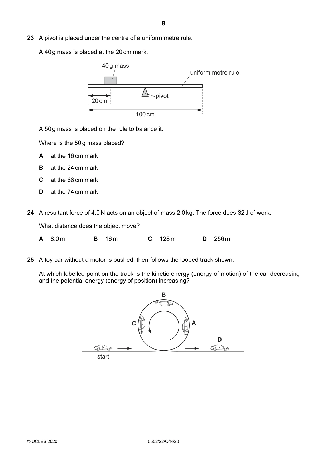 Cambridge IGCSE Physical Science 0652 2020 Oct/Nov Paper 2 · Variant 2 question paper, page 8 of 16