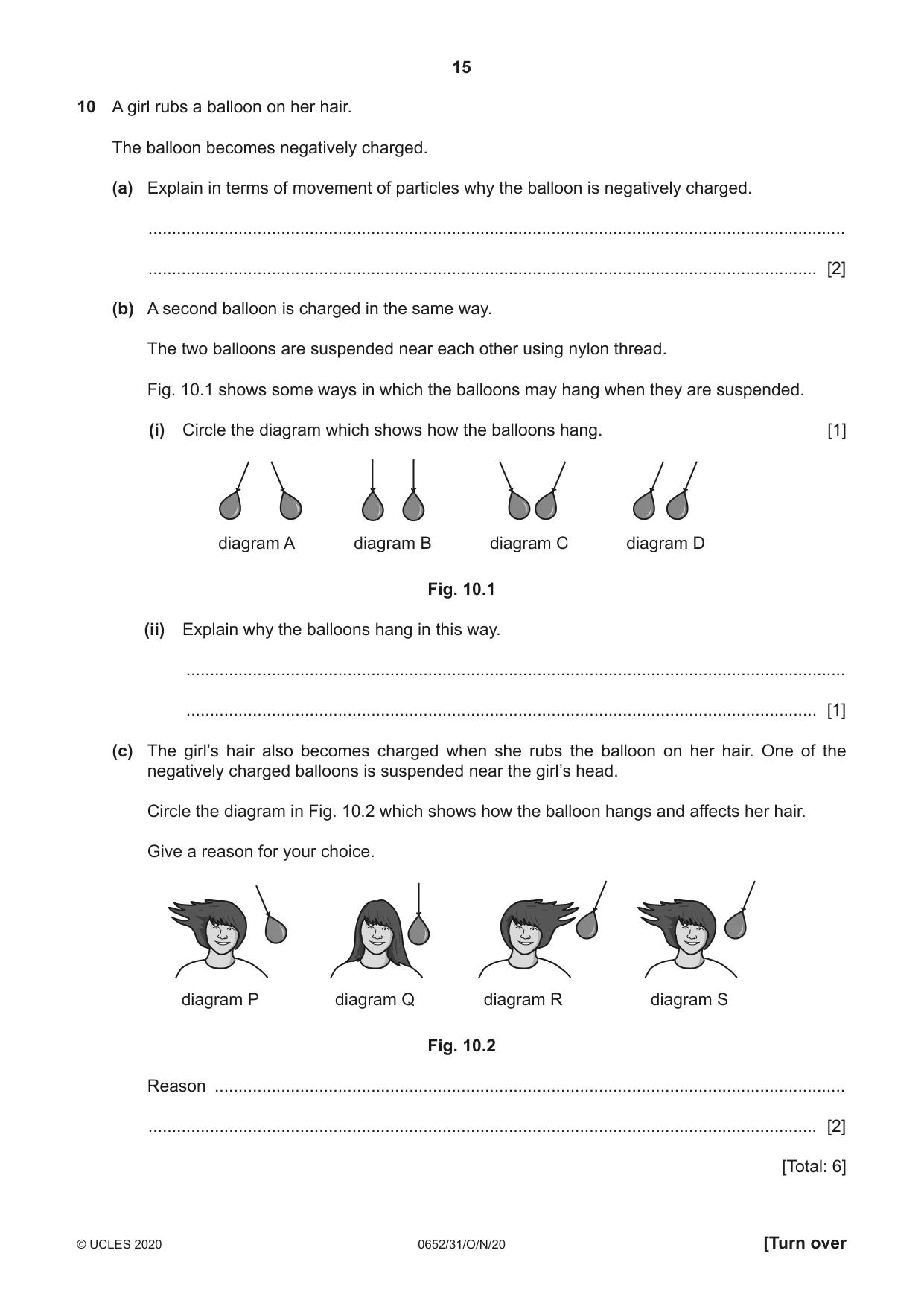 Cambridge IGCSE Physical Science 0652 2020 Oct/Nov Paper 3 · Variant 1 question paper, page 15 of 20