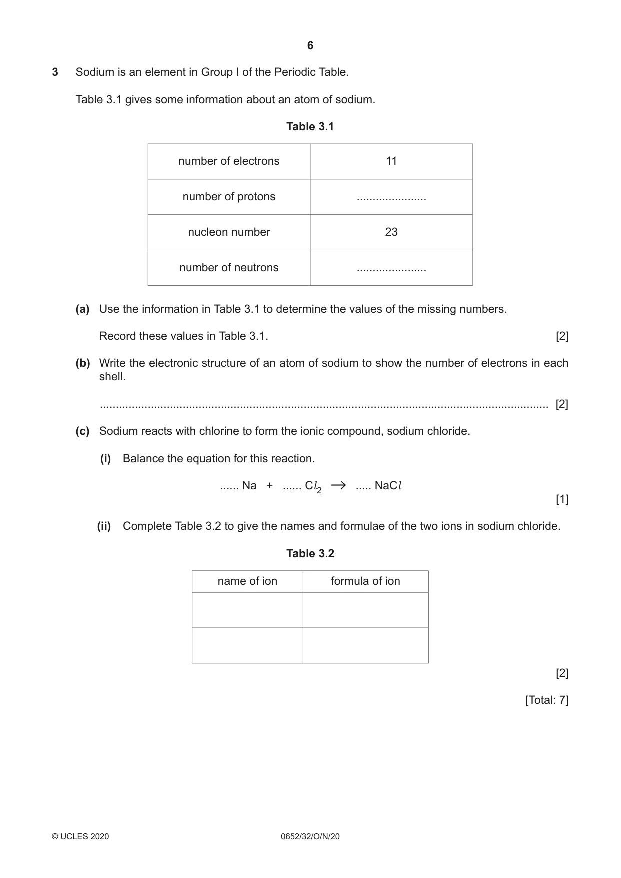 Cambridge IGCSE Physical Science 0652 2020 Oct/Nov Paper 3 · Variant 2 question paper, page 6 of 20
