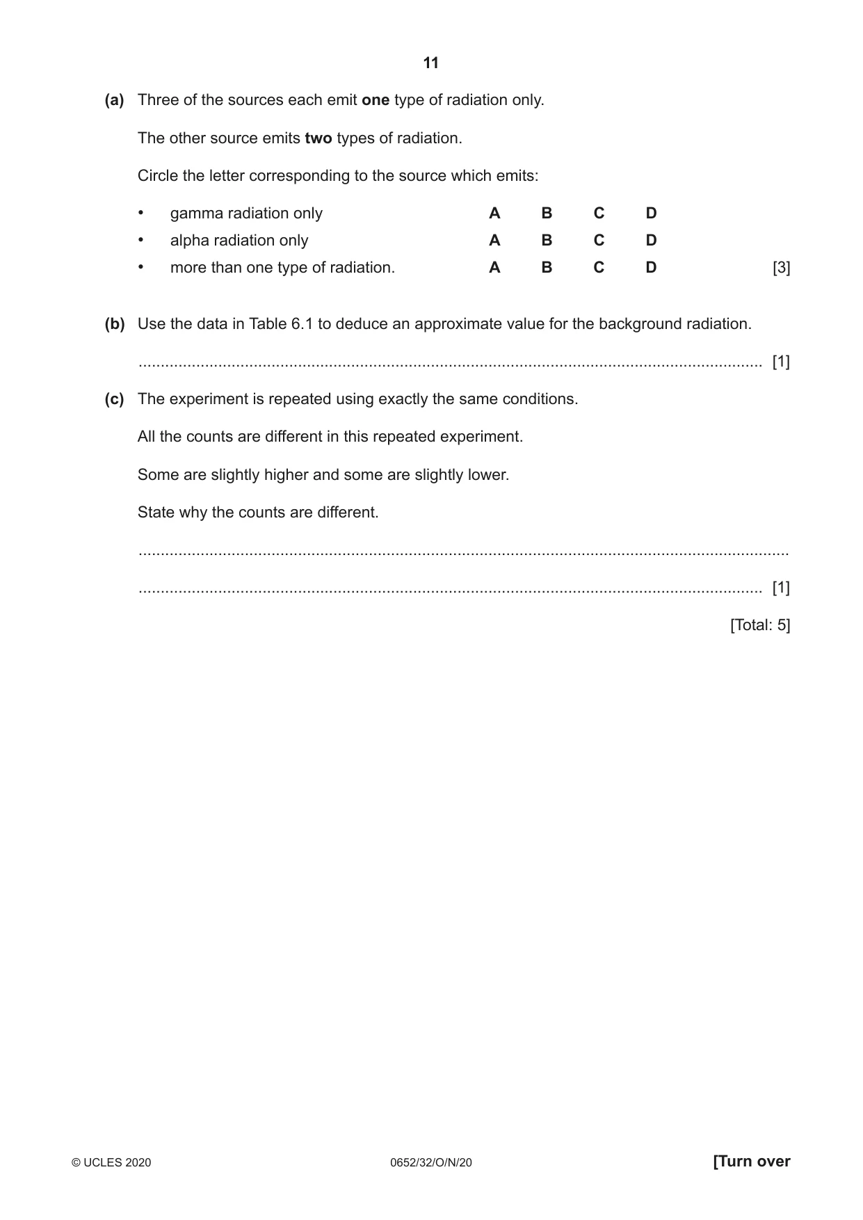 Cambridge IGCSE Physical Science 0652 2020 Oct/Nov Paper 3 · Variant 2 question paper, page 11 of 20