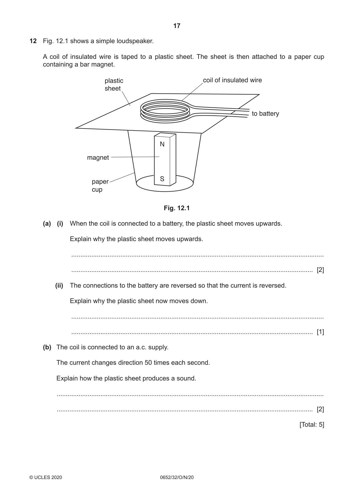 Cambridge IGCSE Physical Science 0652 2020 Oct/Nov Paper 3 · Variant 2 question paper, page 17 of 20