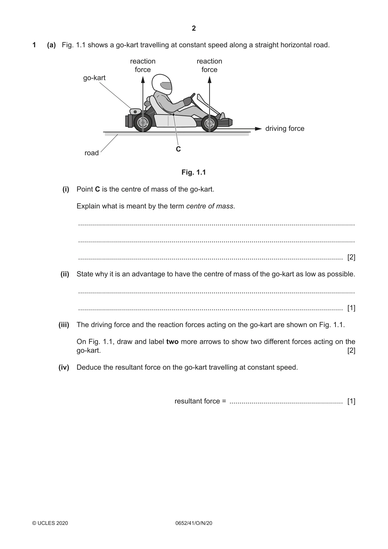Cambridge IGCSE Physical Science 0652 2020 Oct/Nov Paper 4 · Variant 1 question paper, page 2 of 20