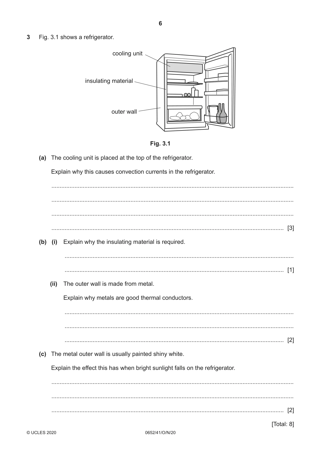 Cambridge IGCSE Physical Science 0652 2020 Oct/Nov Paper 4 · Variant 1 question paper, page 6 of 20