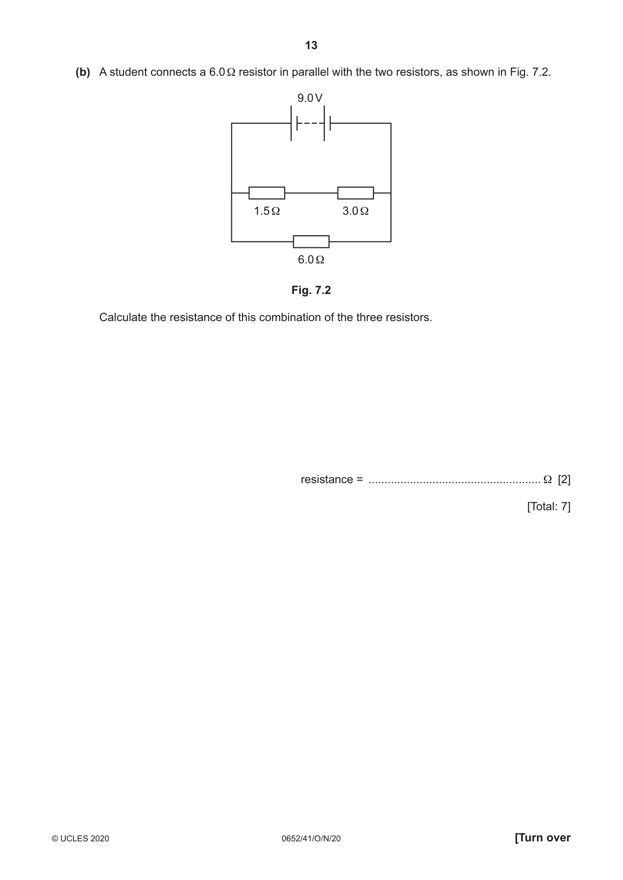 Cambridge IGCSE Physical Science 0652 2020 Oct/Nov Paper 4 · Variant 1 question paper, page 13 of 20