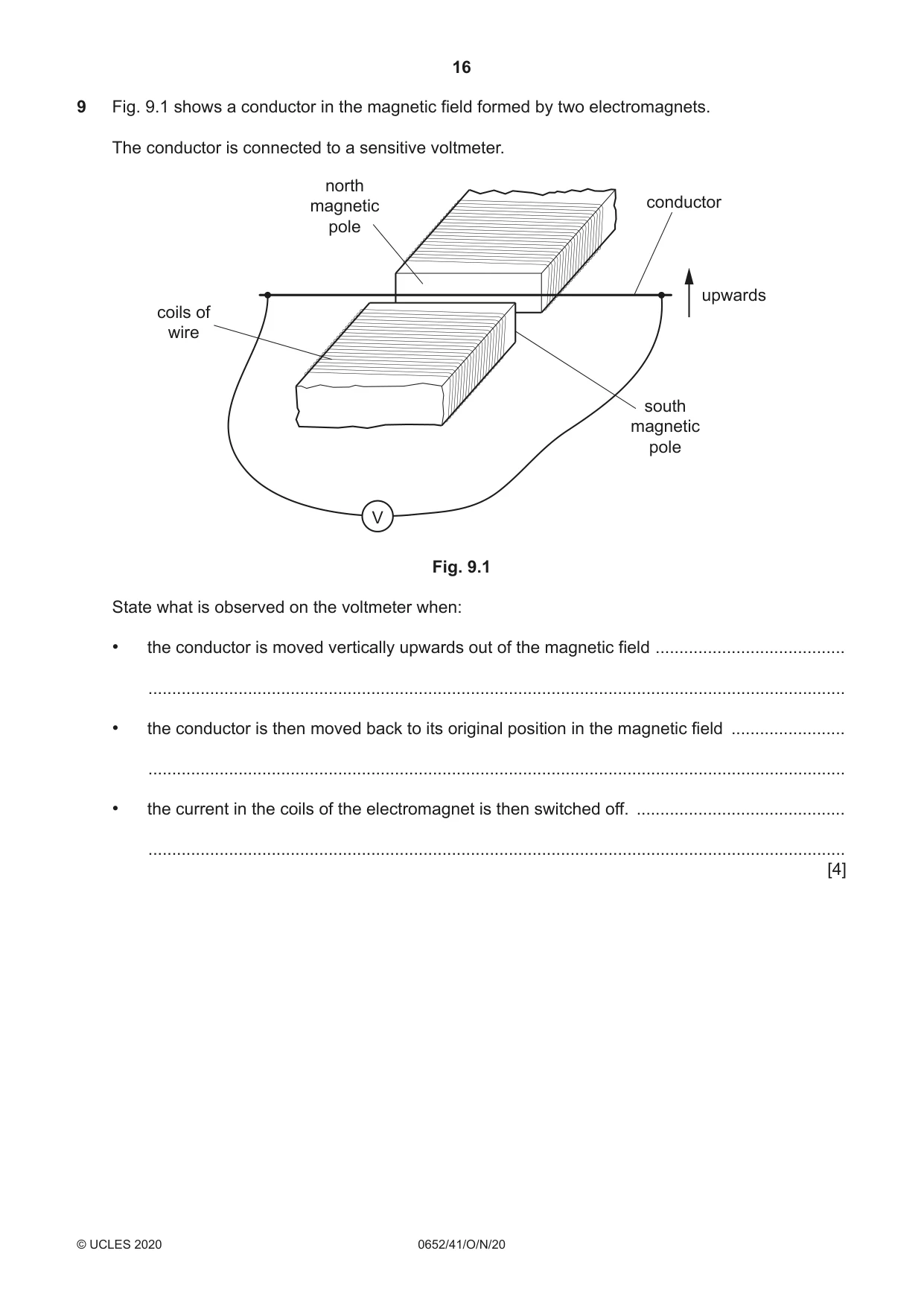 Cambridge IGCSE Physical Science 0652 2020 Oct/Nov Paper 4 · Variant 1 question paper, page 16 of 20