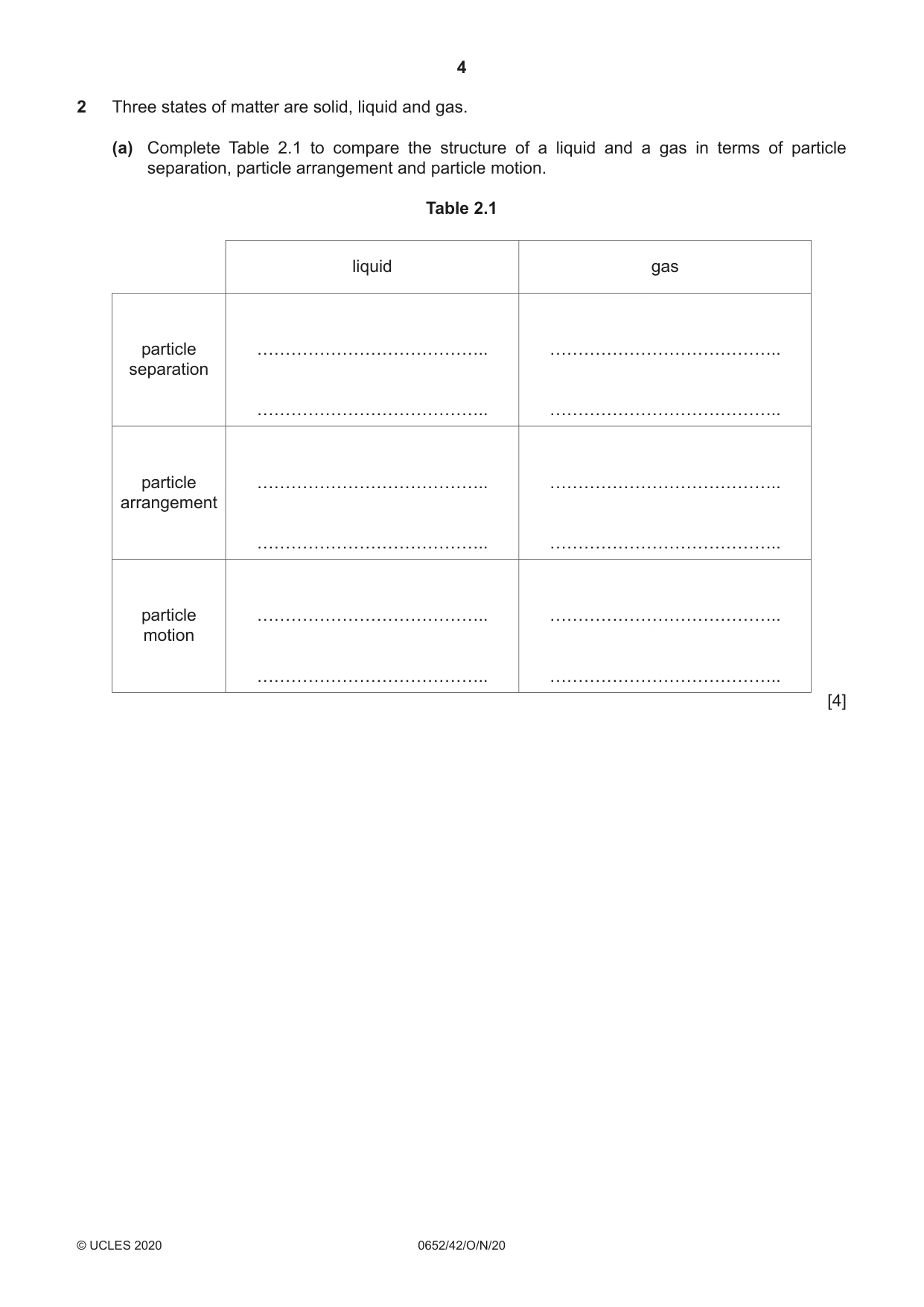 Cambridge IGCSE Physical Science 0652 2020 Oct/Nov Paper 4 · Variant 2 question paper, page 4 of 24