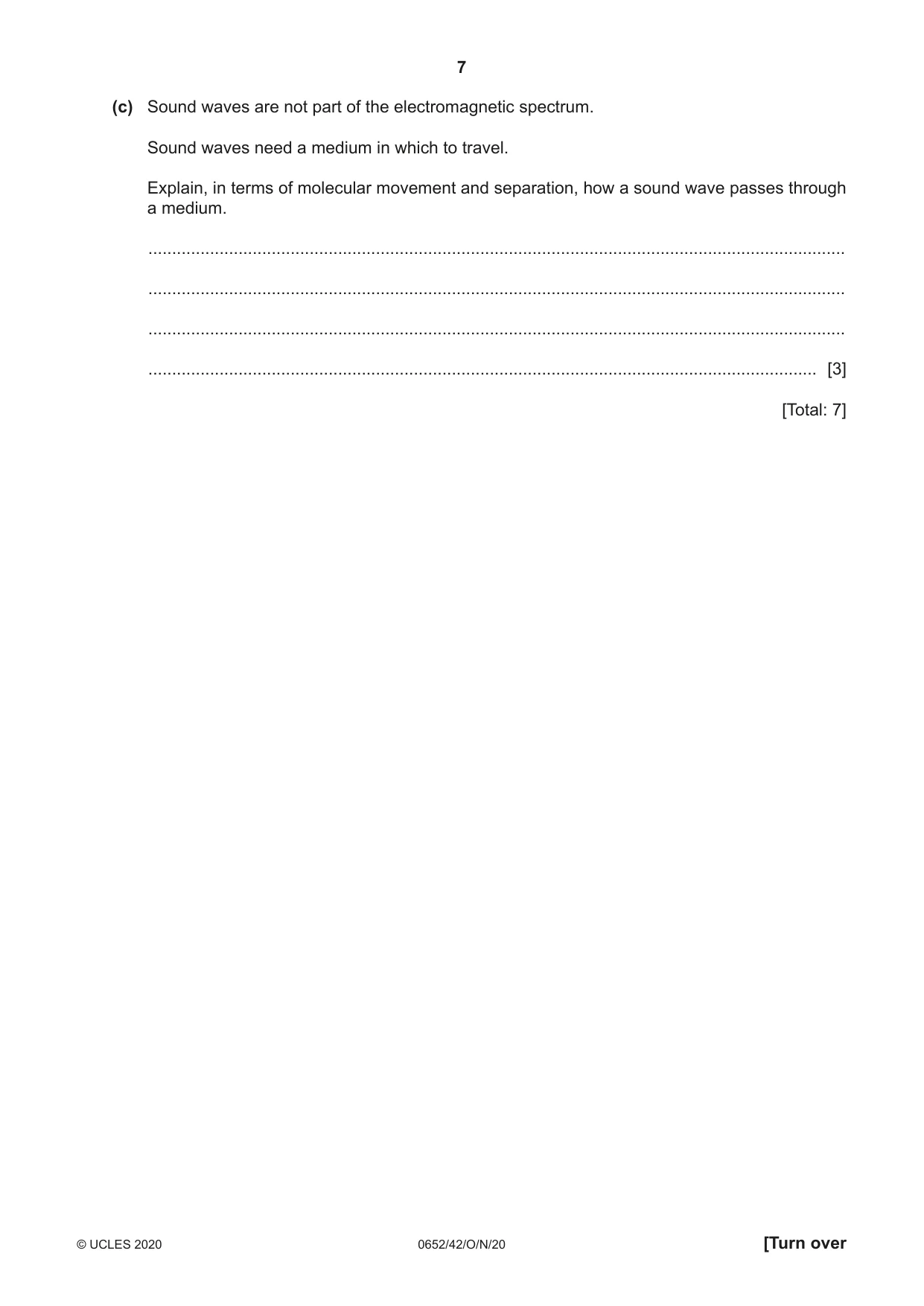 Cambridge IGCSE Physical Science 0652 2020 Oct/Nov Paper 4 · Variant 2 question paper, page 7 of 24