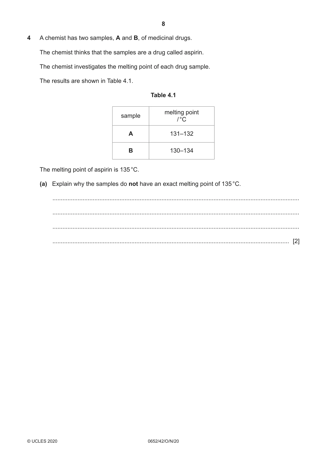 Cambridge IGCSE Physical Science 0652 2020 Oct/Nov Paper 4 · Variant 2 question paper, page 8 of 24