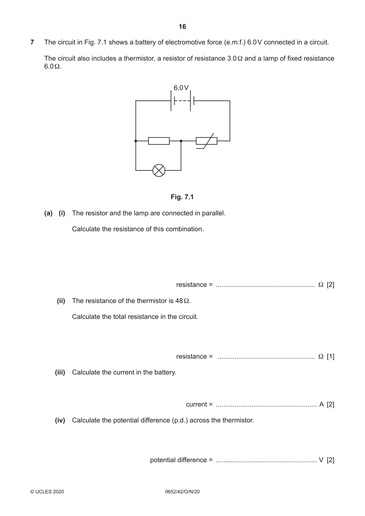 Cambridge IGCSE Physical Science 0652 2020 Oct/Nov Paper 4 · Variant 2 question paper, page 16 of 24