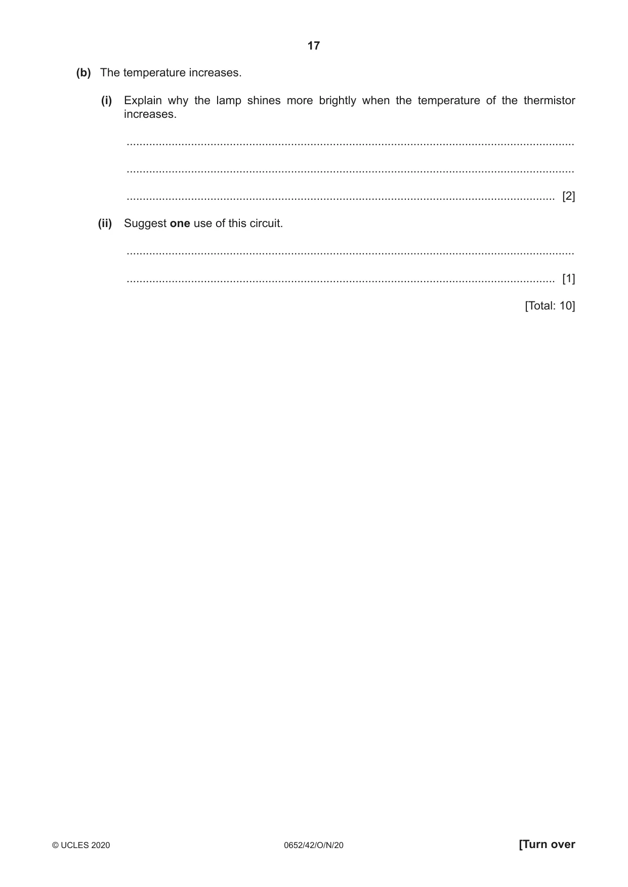 Cambridge IGCSE Physical Science 0652 2020 Oct/Nov Paper 4 · Variant 2 question paper, page 17 of 24