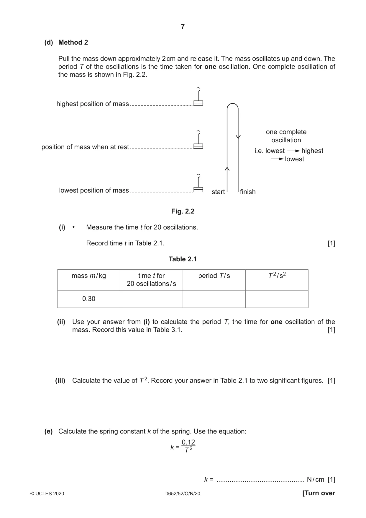 Cambridge IGCSE Physical Science 0652 2020 Oct/Nov Paper 5 · Variant 2 question paper, page 7 of 16