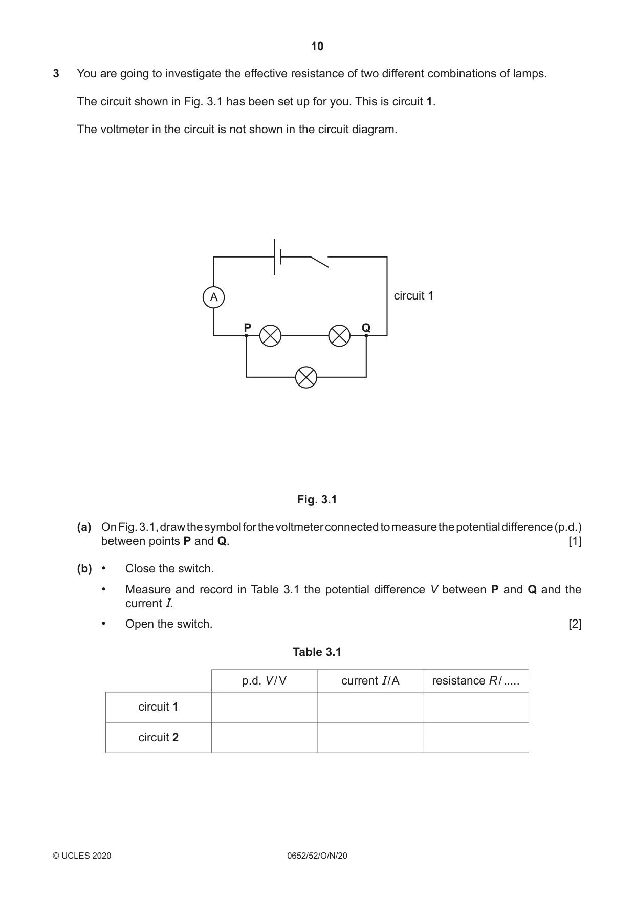 Cambridge IGCSE Physical Science 0652 2020 Oct/Nov Paper 5 · Variant 2 question paper, page 10 of 16
