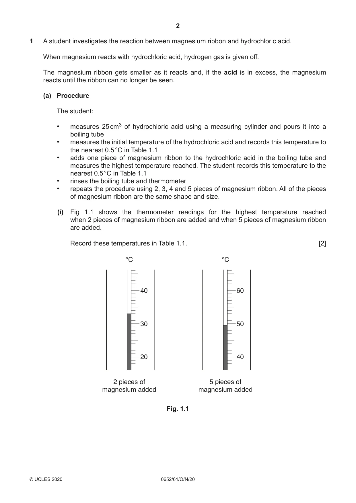 Cambridge IGCSE Physical Science 0652 2020 Oct/Nov Paper 6 · Variant 1 question paper, page 2 of 16