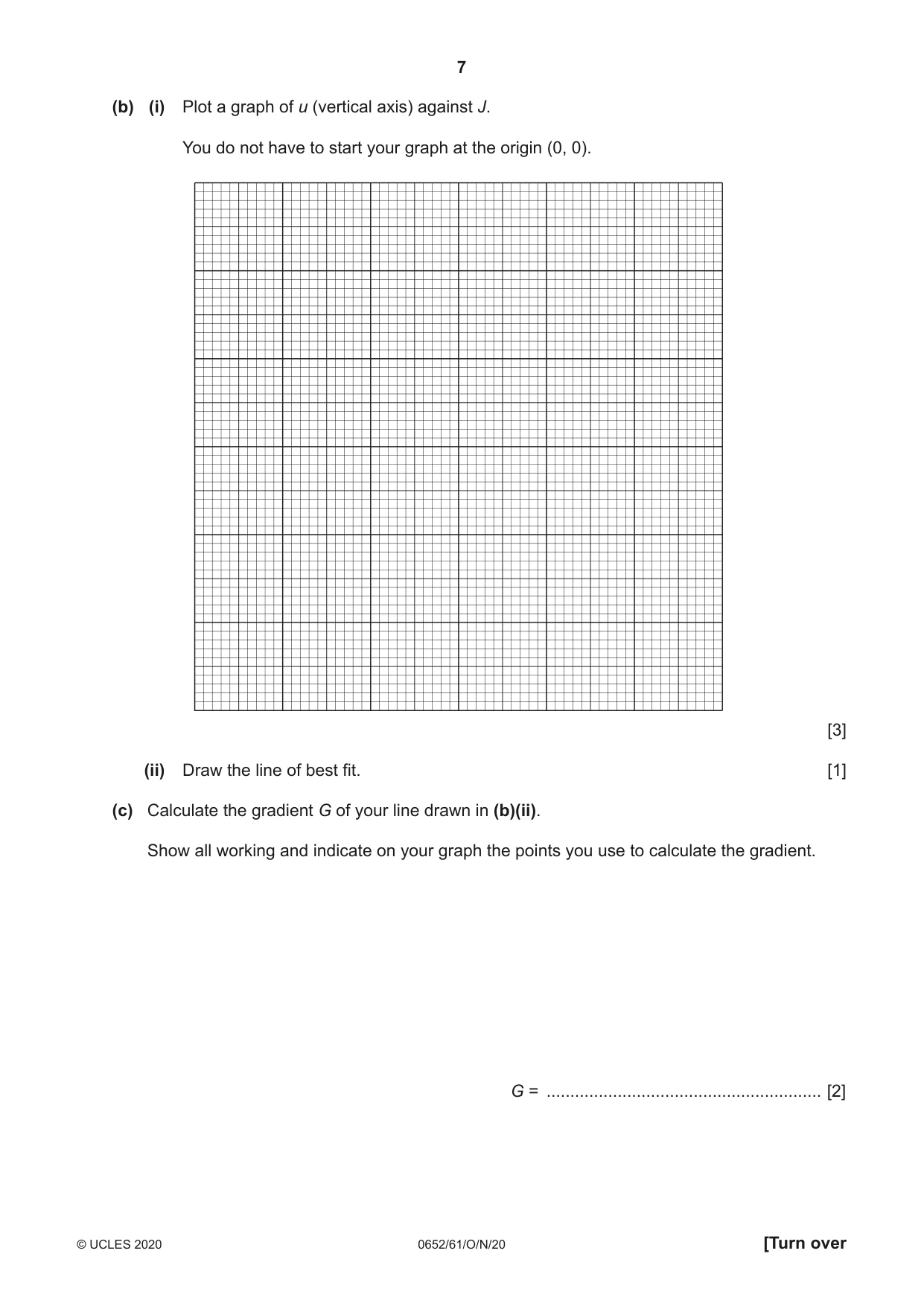 Cambridge IGCSE Physical Science 0652 2020 Oct/Nov Paper 6 · Variant 1 question paper, page 7 of 16