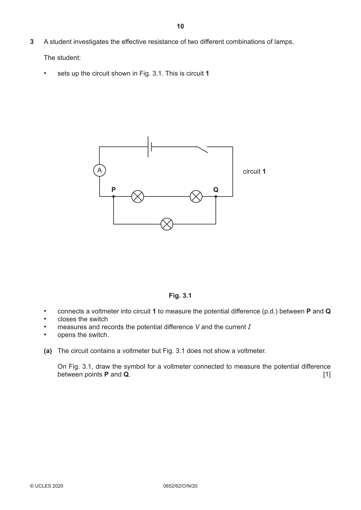 Cambridge IGCSE Physical Science 0652 2020 Oct/Nov Paper 6 · Variant 2 question paper, page 10 of 16