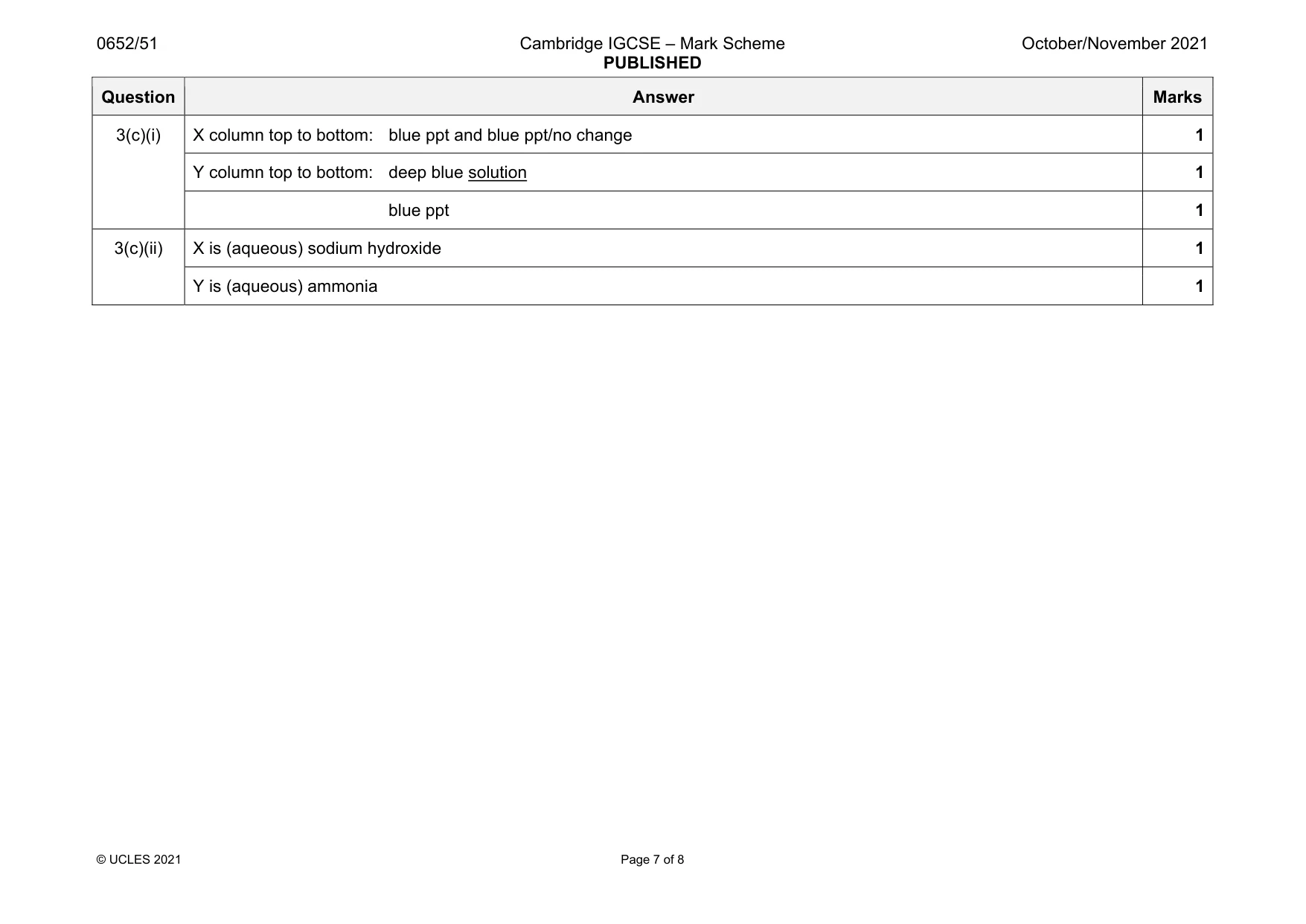 Mark scheme, page 7 of 8