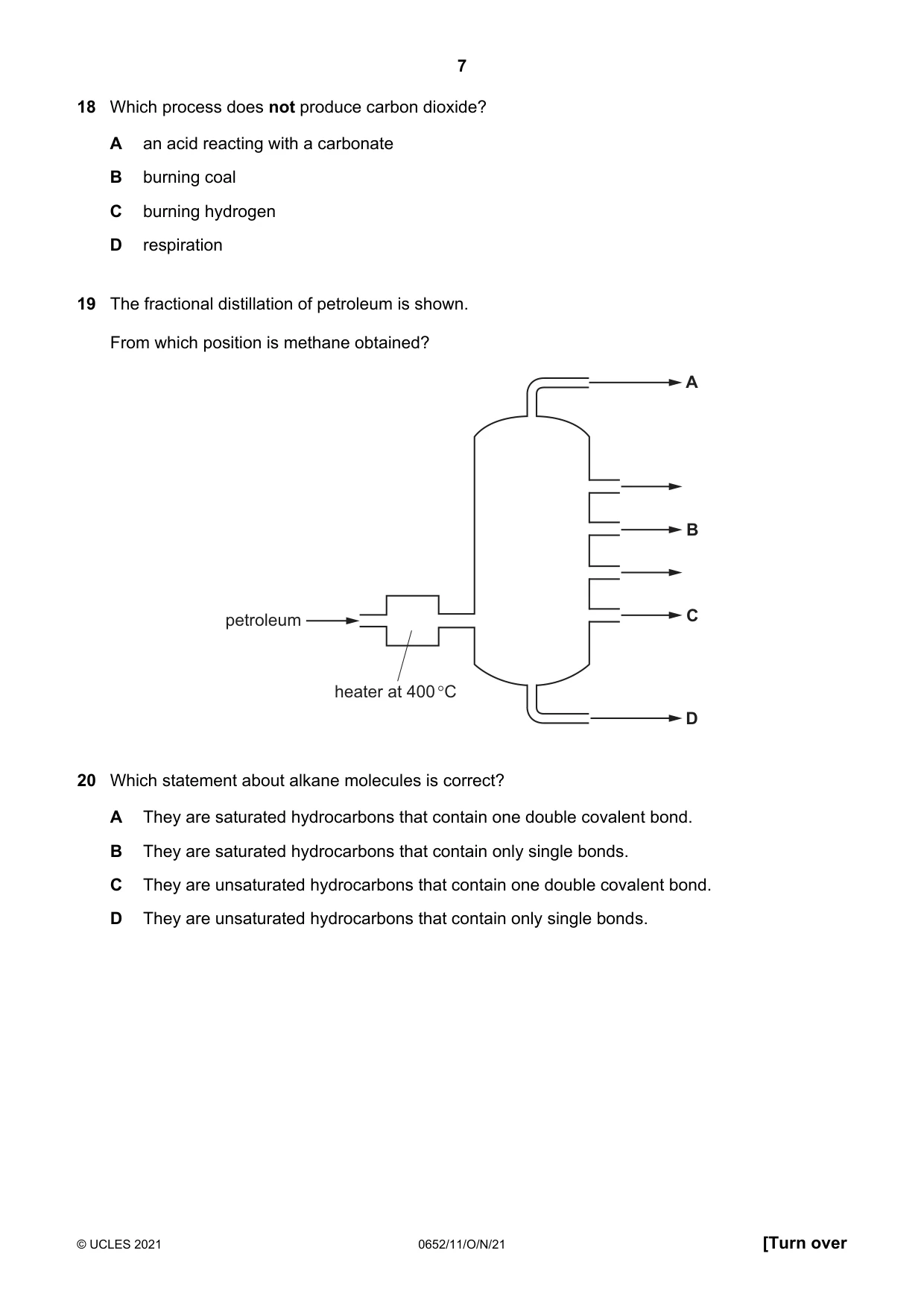 Cambridge IGCSE Physical Science 0652 2021 Oct/Nov Paper 1 · Variant 1 question paper, page 7 of 16