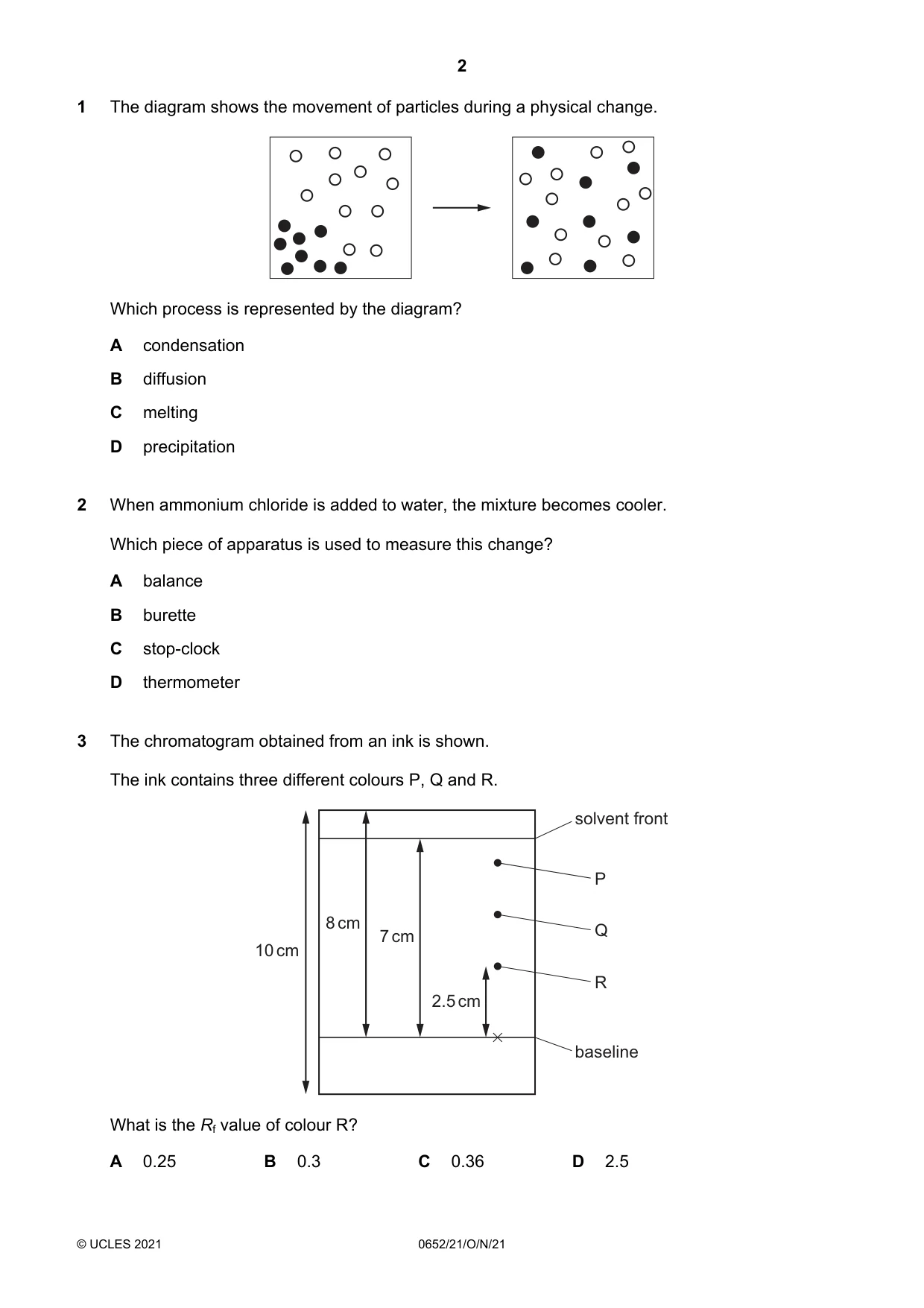 Cambridge IGCSE Physical Science 0652 2021 Oct/Nov Paper 2 · Variant 1 question paper, page 2 of 20