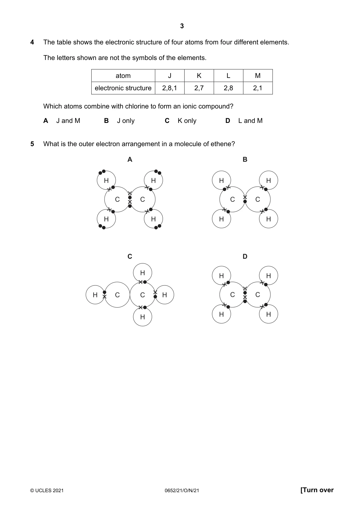 Cambridge IGCSE Physical Science 0652 2021 Oct/Nov Paper 2 · Variant 1 question paper, page 3 of 20