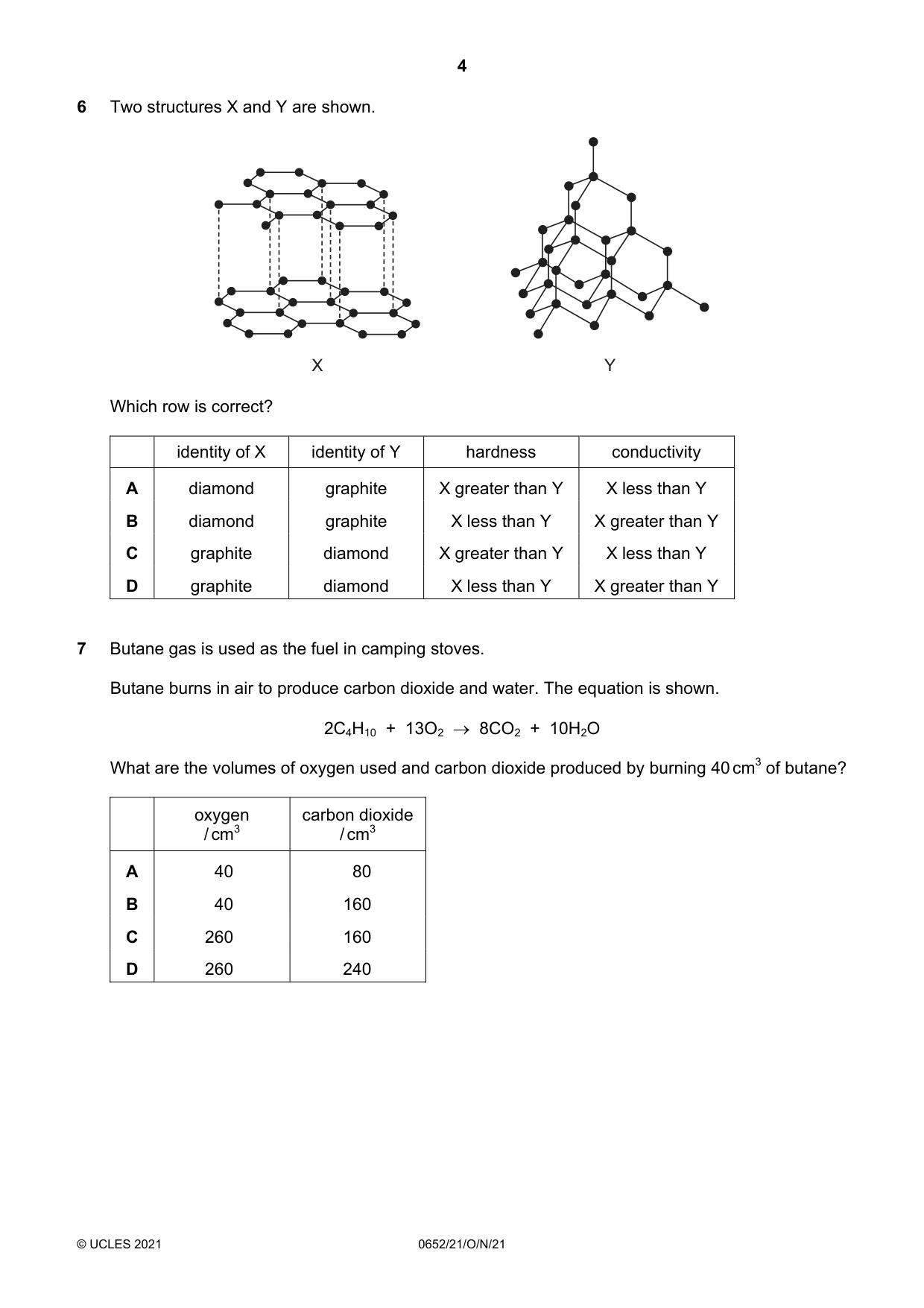Cambridge IGCSE Physical Science 0652 2021 Oct/Nov Paper 2 · Variant 1 question paper, page 4 of 20