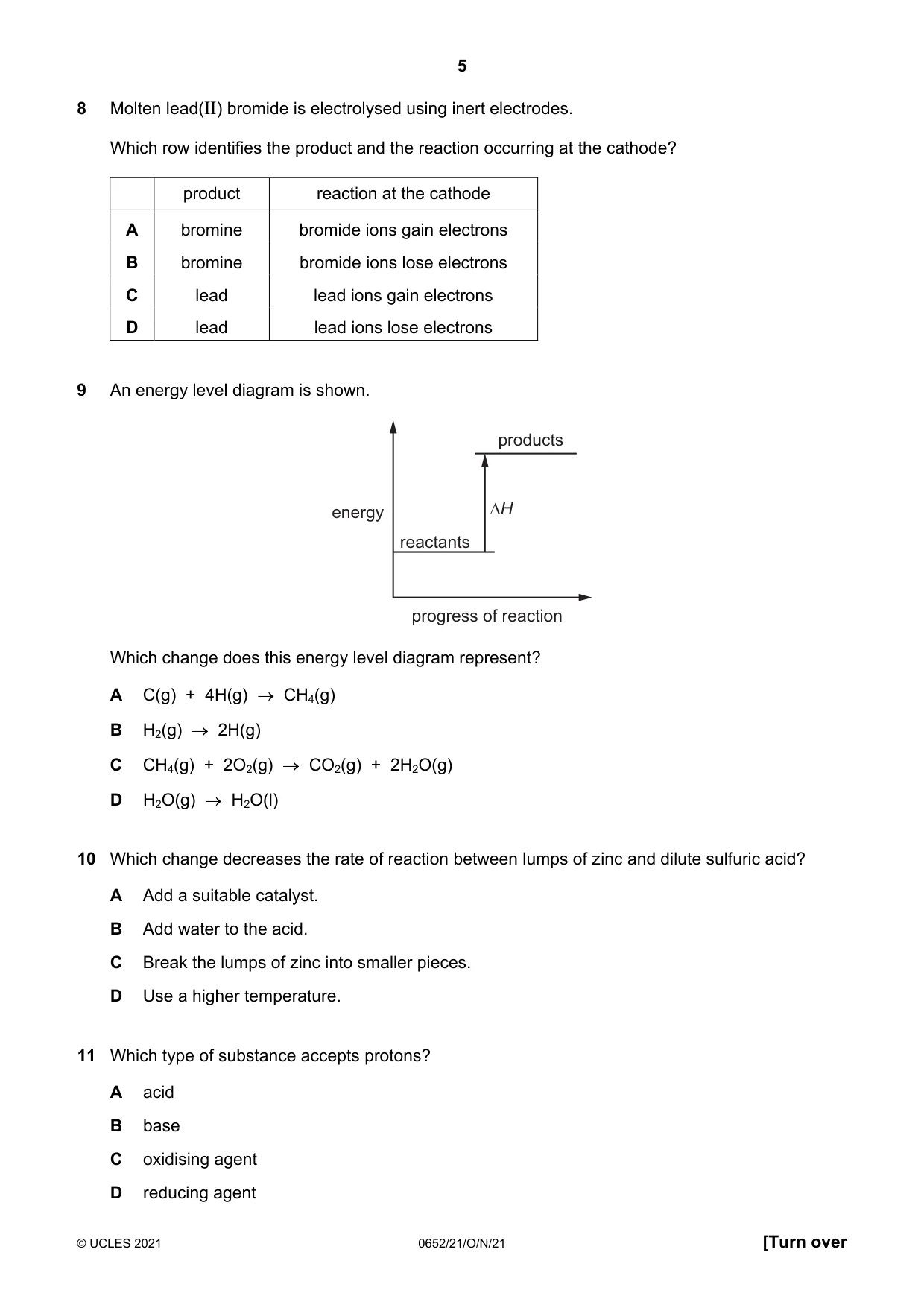Cambridge IGCSE Physical Science 0652 2021 Oct/Nov Paper 2 · Variant 1 question paper, page 5 of 20