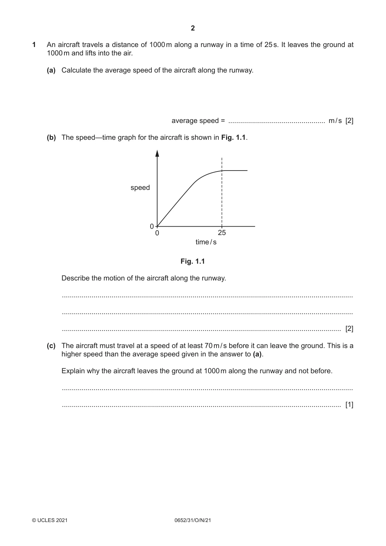 Cambridge IGCSE Physical Science 0652 2021 Oct/Nov Paper 3 · Variant 1 question paper, page 2 of 20