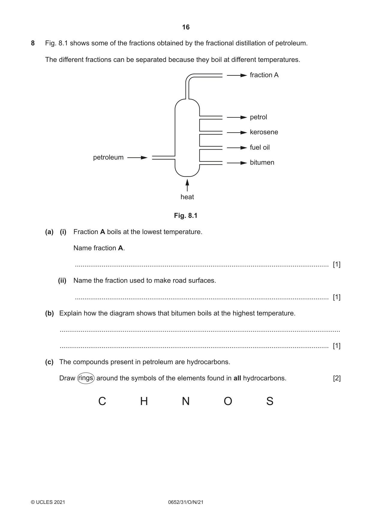 Cambridge IGCSE Physical Science 0652 2021 Oct/Nov Paper 3 · Variant 1 question paper, page 16 of 20