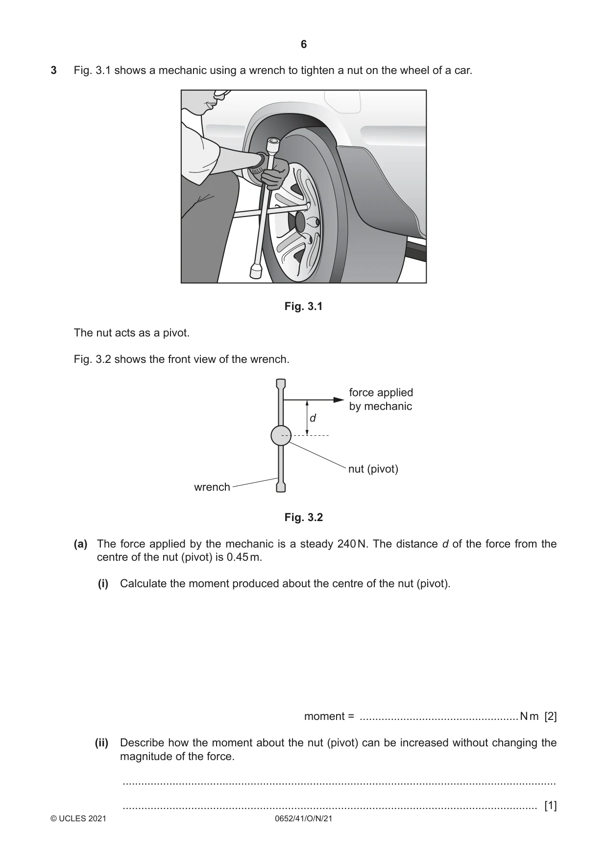 Cambridge IGCSE Physical Science 0652 2021 Oct/Nov Paper 4 · Variant 1 question paper, page 6 of 24
