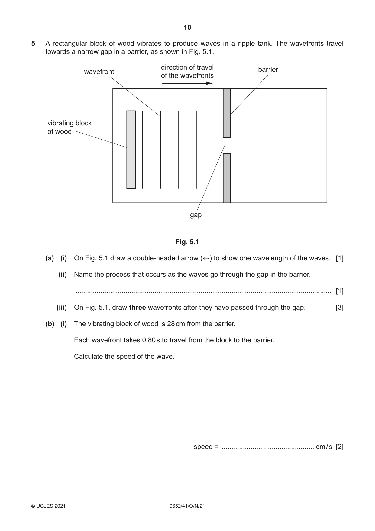 Cambridge IGCSE Physical Science 0652 2021 Oct/Nov Paper 4 · Variant 1 question paper, page 10 of 24