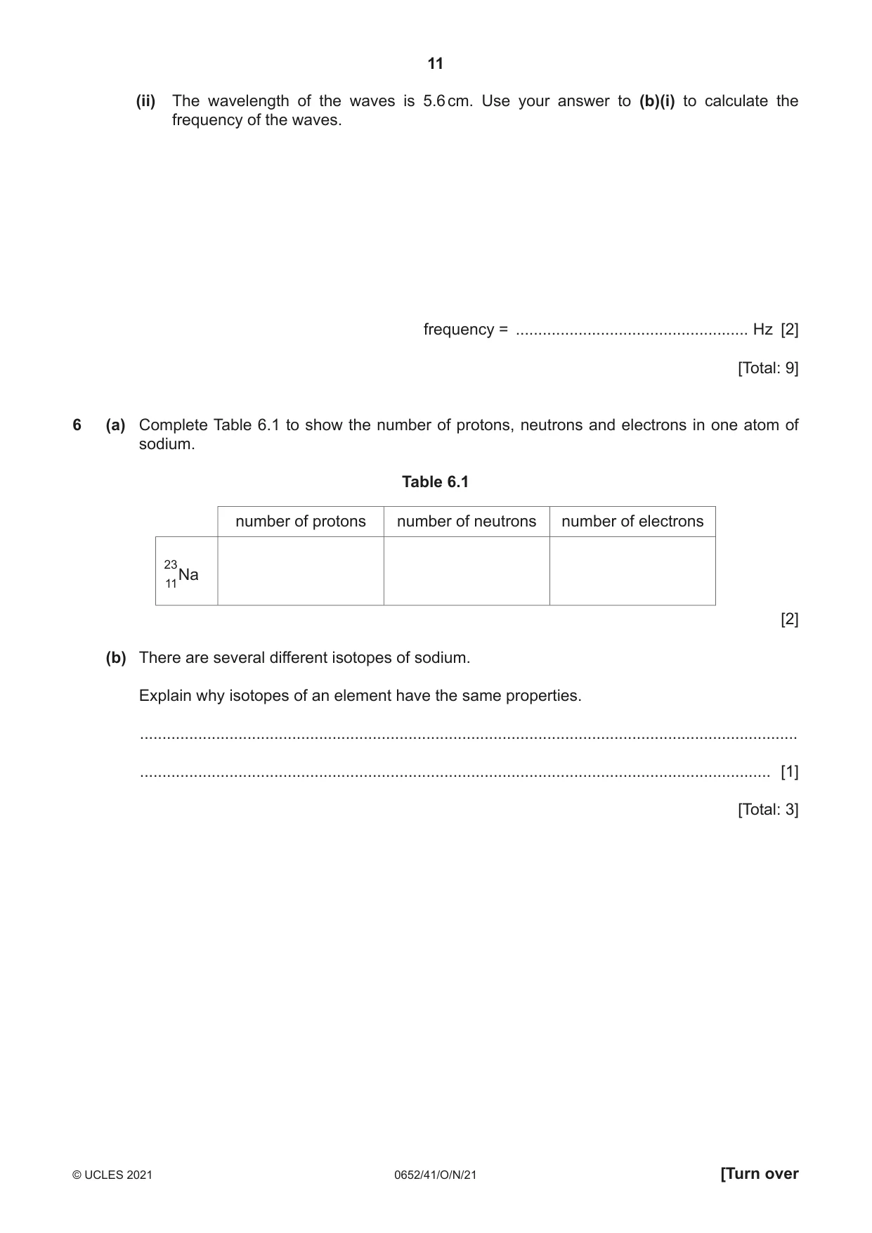 Cambridge IGCSE Physical Science 0652 2021 Oct/Nov Paper 4 · Variant 1 question paper, page 11 of 24
