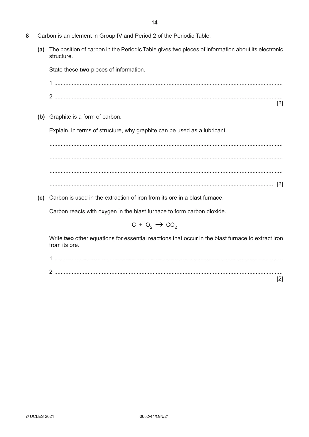 Cambridge IGCSE Physical Science 0652 2021 Oct/Nov Paper 4 · Variant 1 question paper, page 14 of 24
