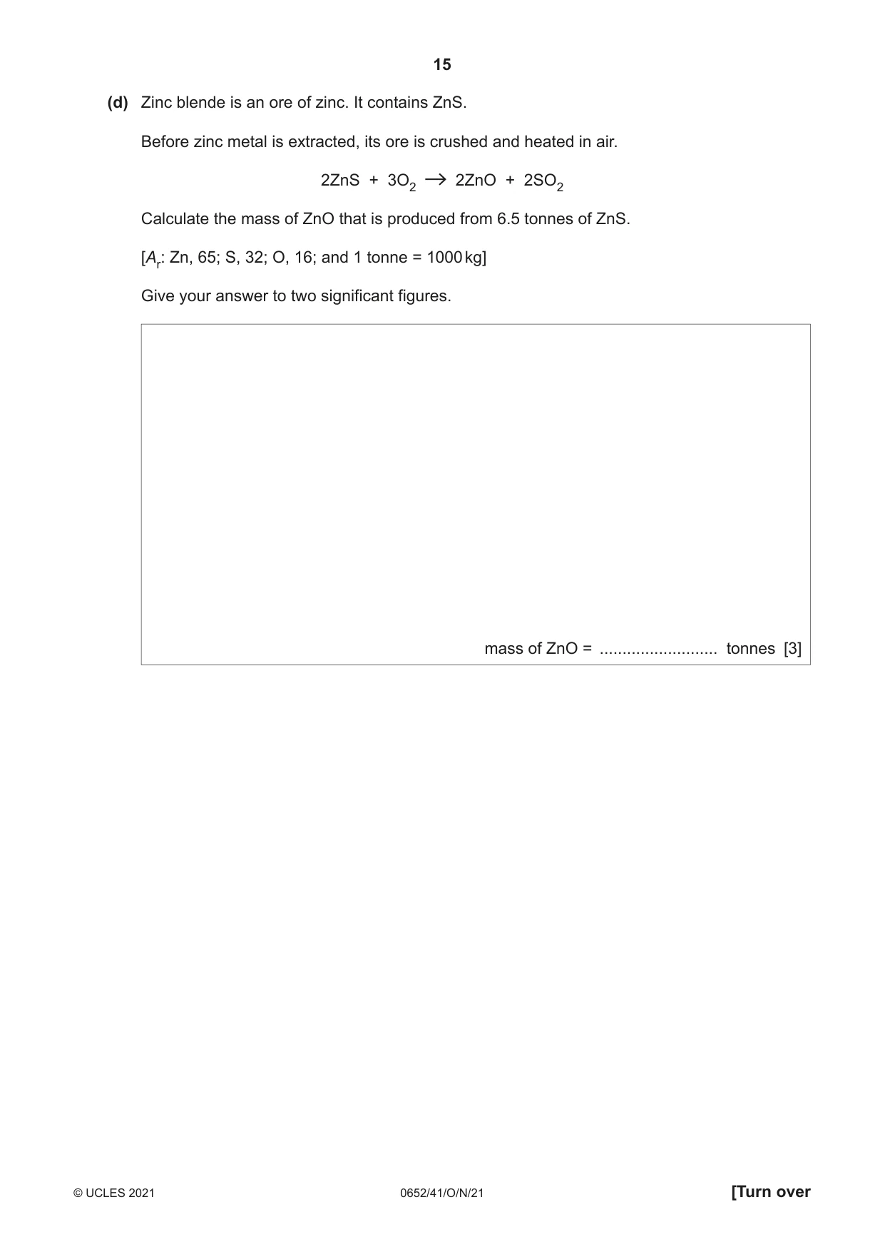 Cambridge IGCSE Physical Science 0652 2021 Oct/Nov Paper 4 · Variant 1 question paper, page 15 of 24