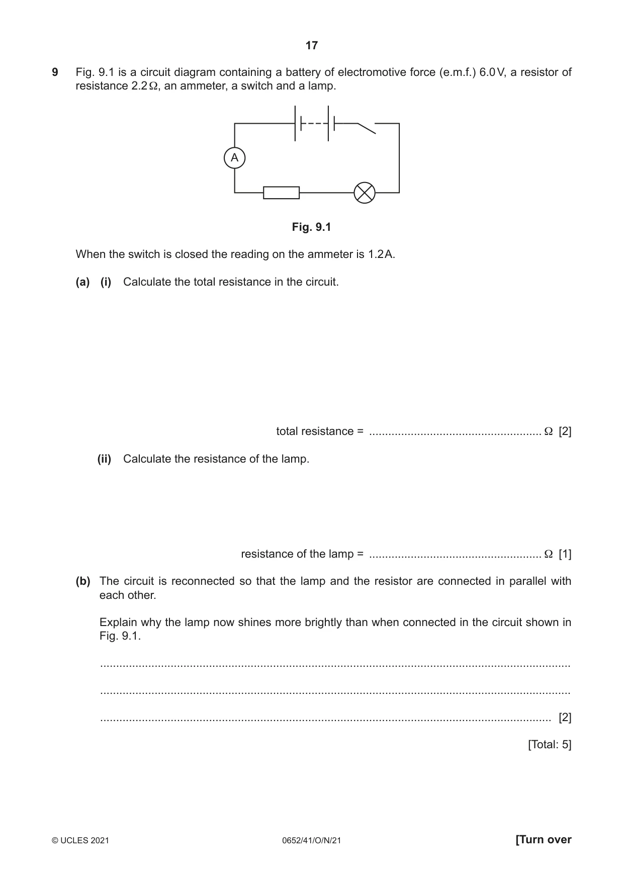 Cambridge IGCSE Physical Science 0652 2021 Oct/Nov Paper 4 · Variant 1 question paper, page 17 of 24