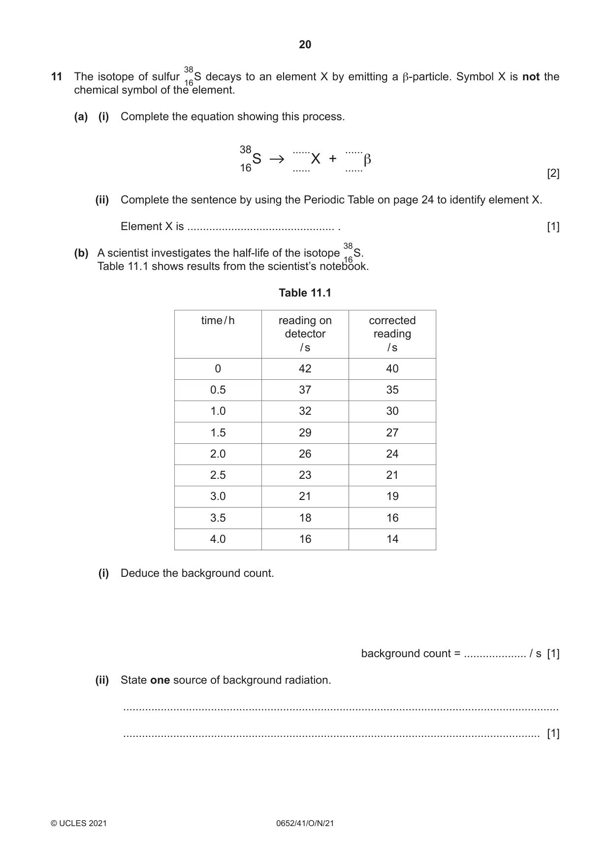 Cambridge IGCSE Physical Science 0652 2021 Oct/Nov Paper 4 · Variant 1 question paper, page 20 of 24