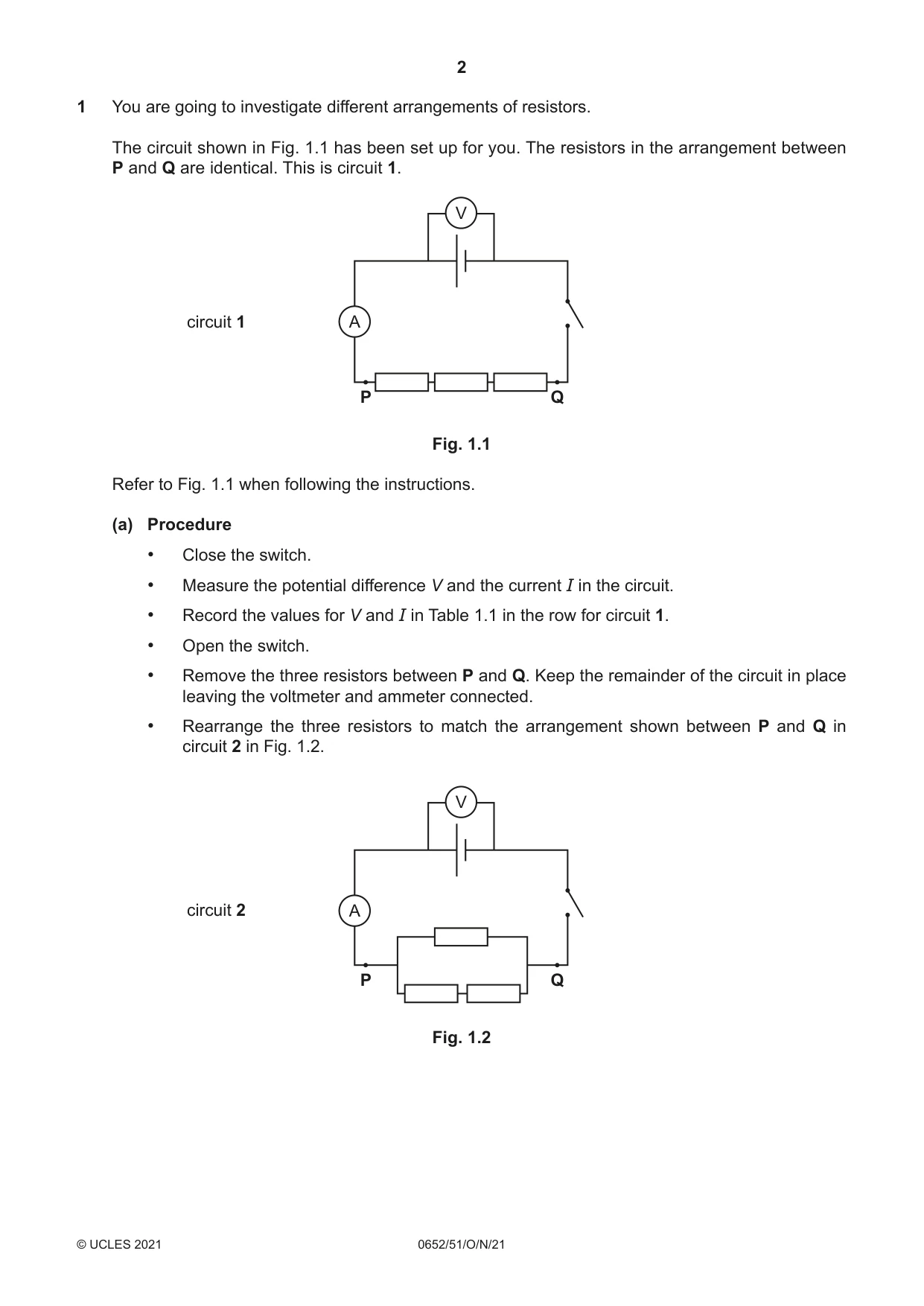 Cambridge IGCSE Physical Science 0652 2021 Oct/Nov Paper 5 · Variant 1 question paper, page 2 of 20