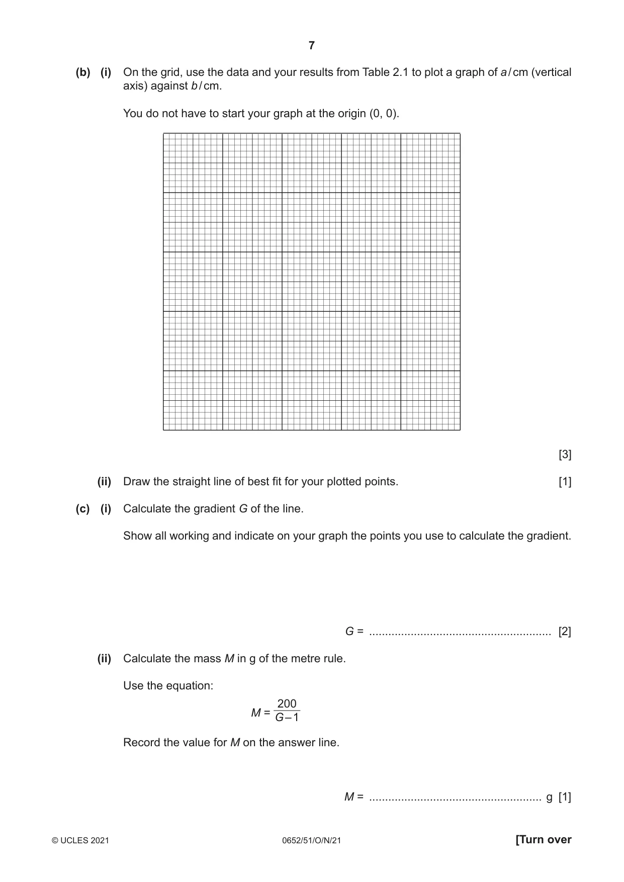 Cambridge IGCSE Physical Science 0652 2021 Oct/Nov Paper 5 · Variant 1 question paper, page 7 of 20