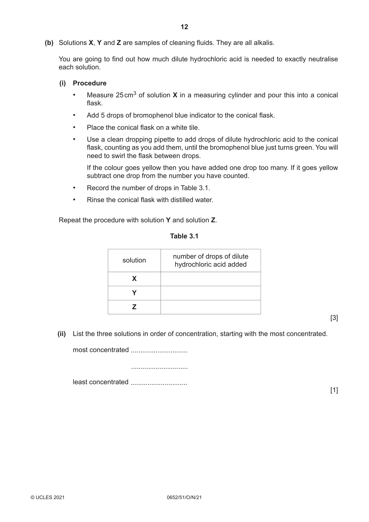 Cambridge IGCSE Physical Science 0652 2021 Oct/Nov Paper 5 · Variant 1 question paper, page 12 of 20